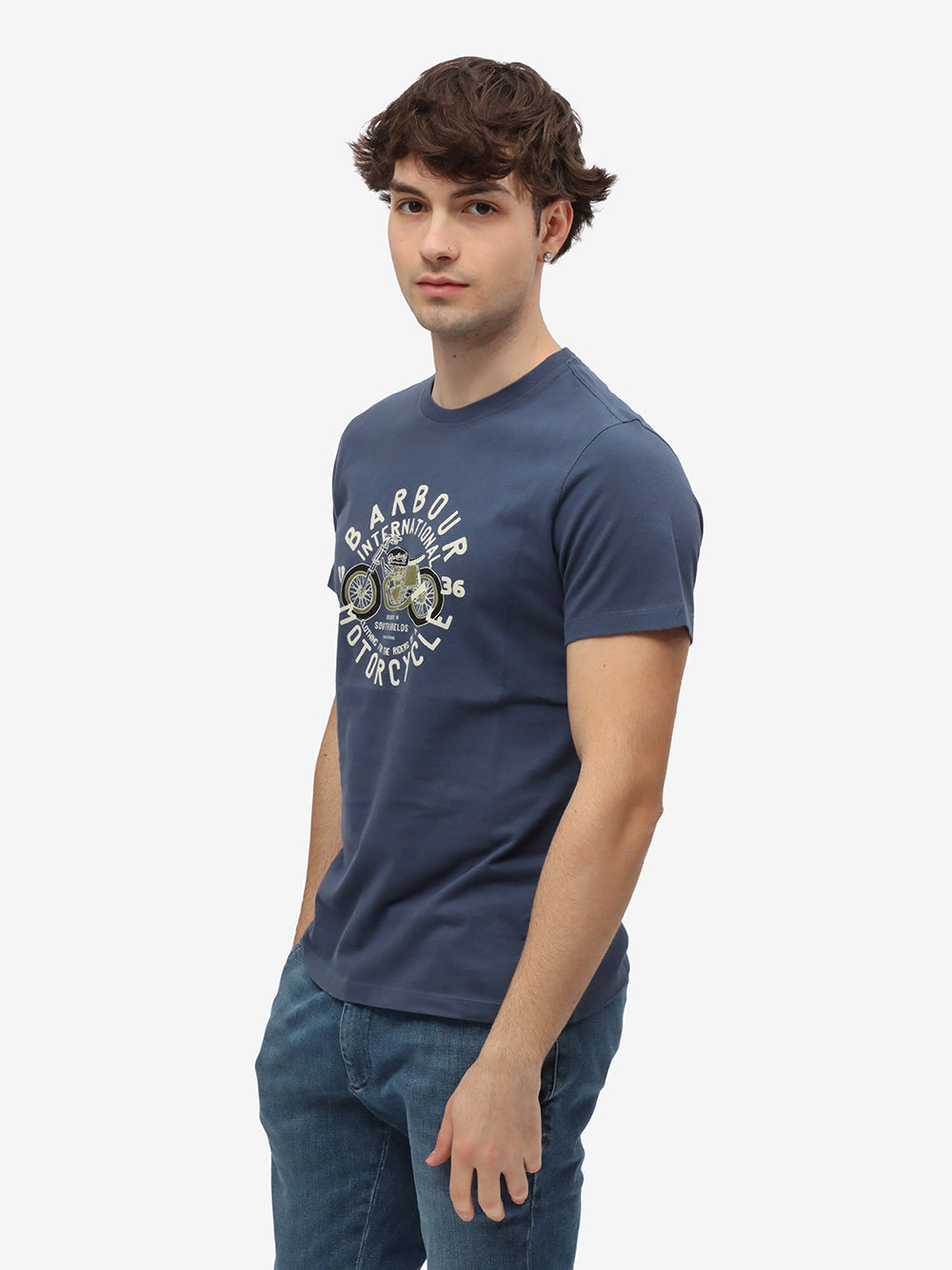 Barbour T-Shirt Uomo Spirit-Washed Cobalt
