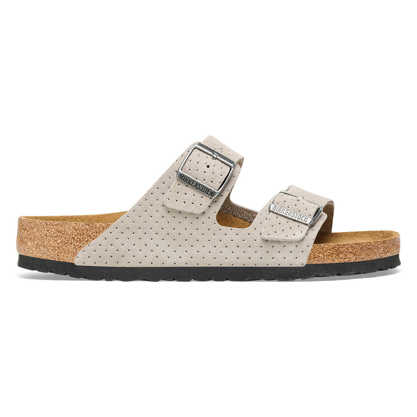Birkenstock Ciabatta Uomo Arizona Suede Emboss Dots-Stone Coin