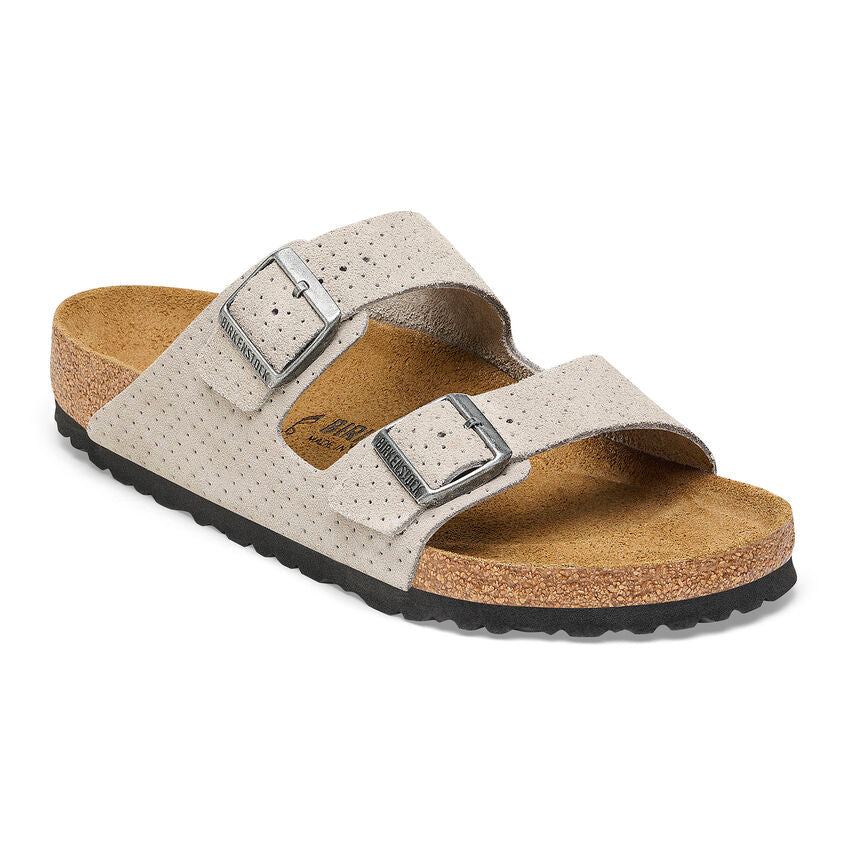 Birkenstock Ciabatta Uomo Arizona Suede Emboss Dots-Stone Coin