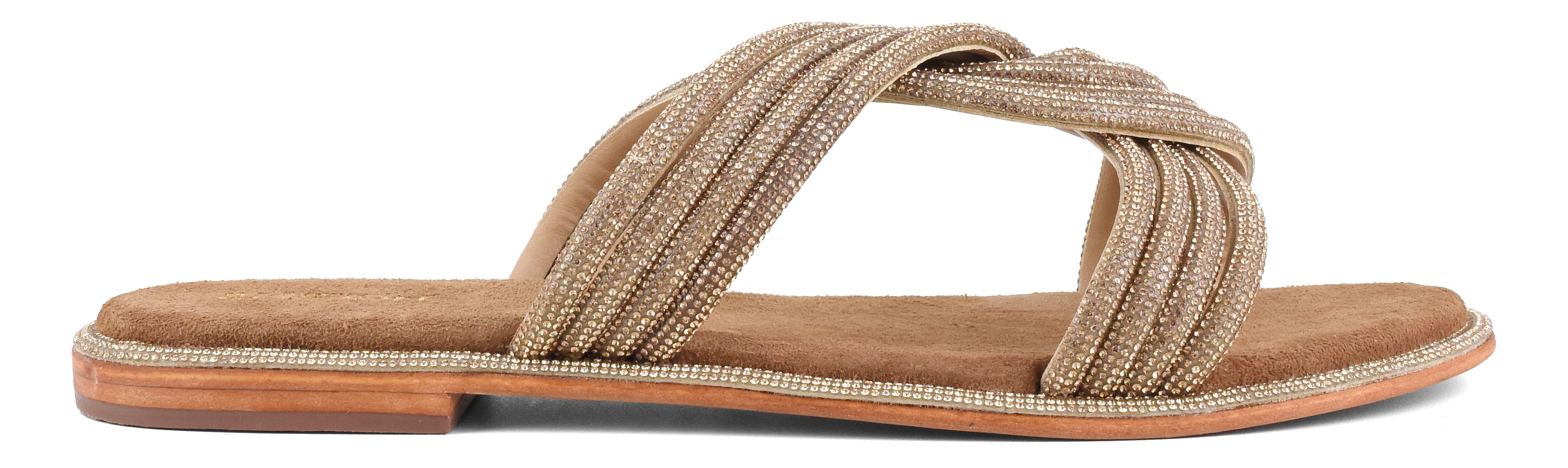 CORAL BLUE Sandalo Donna Fascia Nodo Strass-Pink Gold