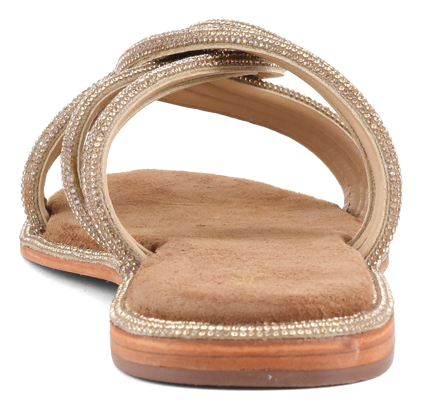 CORAL BLUE Sandalo Donna Fascia Nodo Strass-Pink Gold
