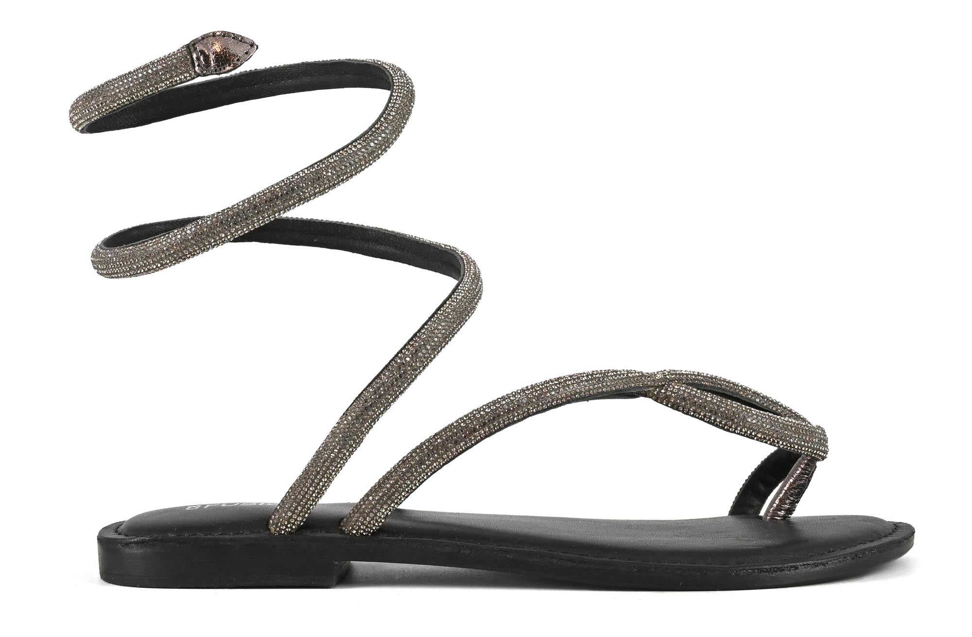 CORAL BLUE Sandalo Donna Wrap Up Strass-Gun Metal