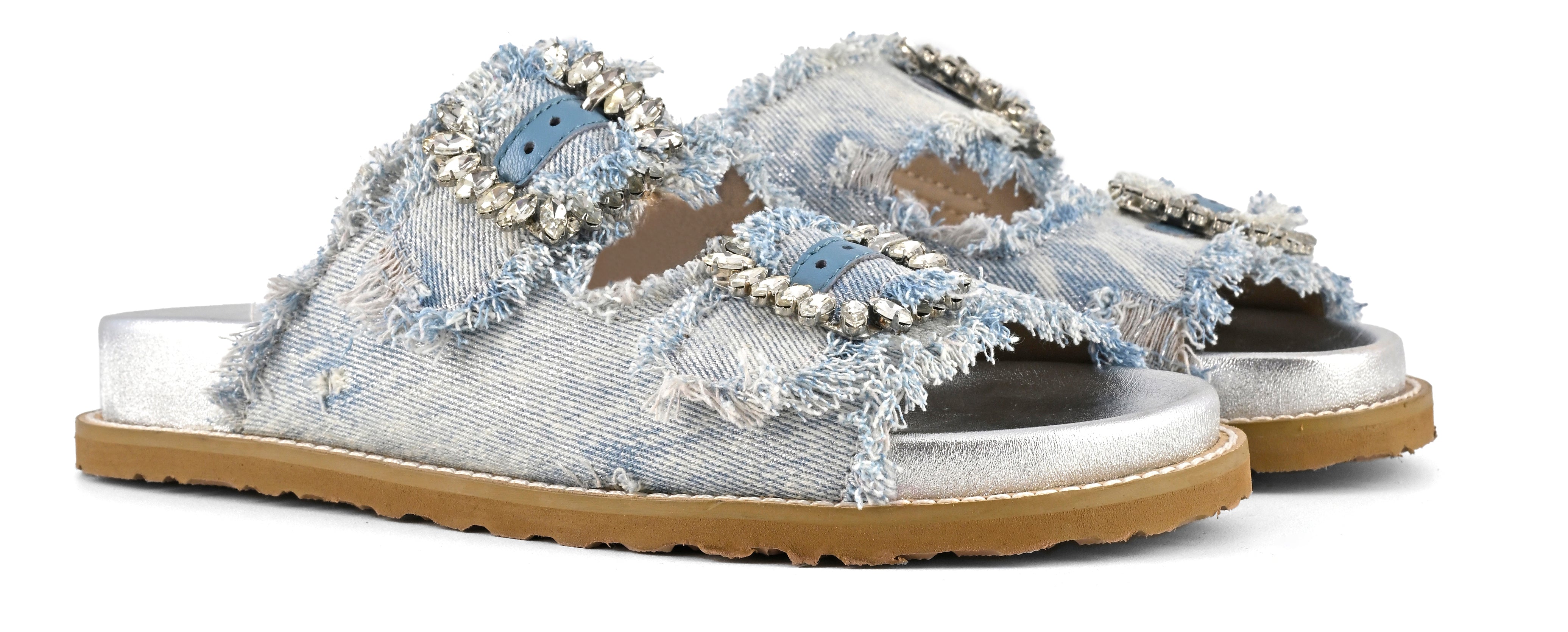 CORAL BLUE Sandalo Donna Gioiello Denim-White