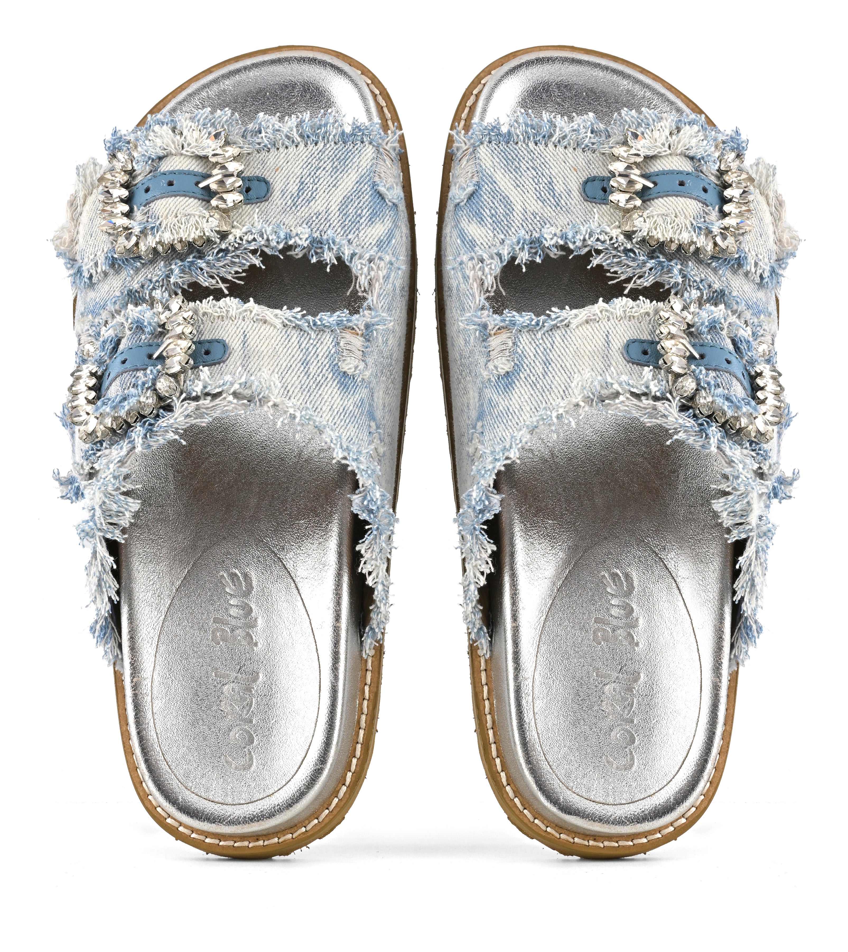 CORAL BLUE Sandalo Donna Gioiello Denim-White
