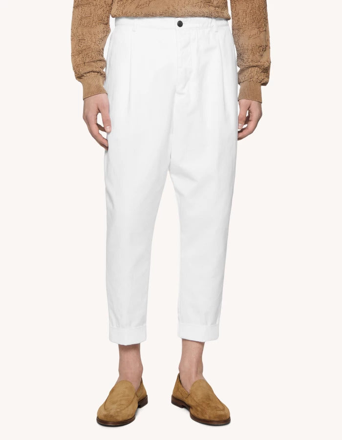 Dondup Pantaloni Uomo Adam-Bianco