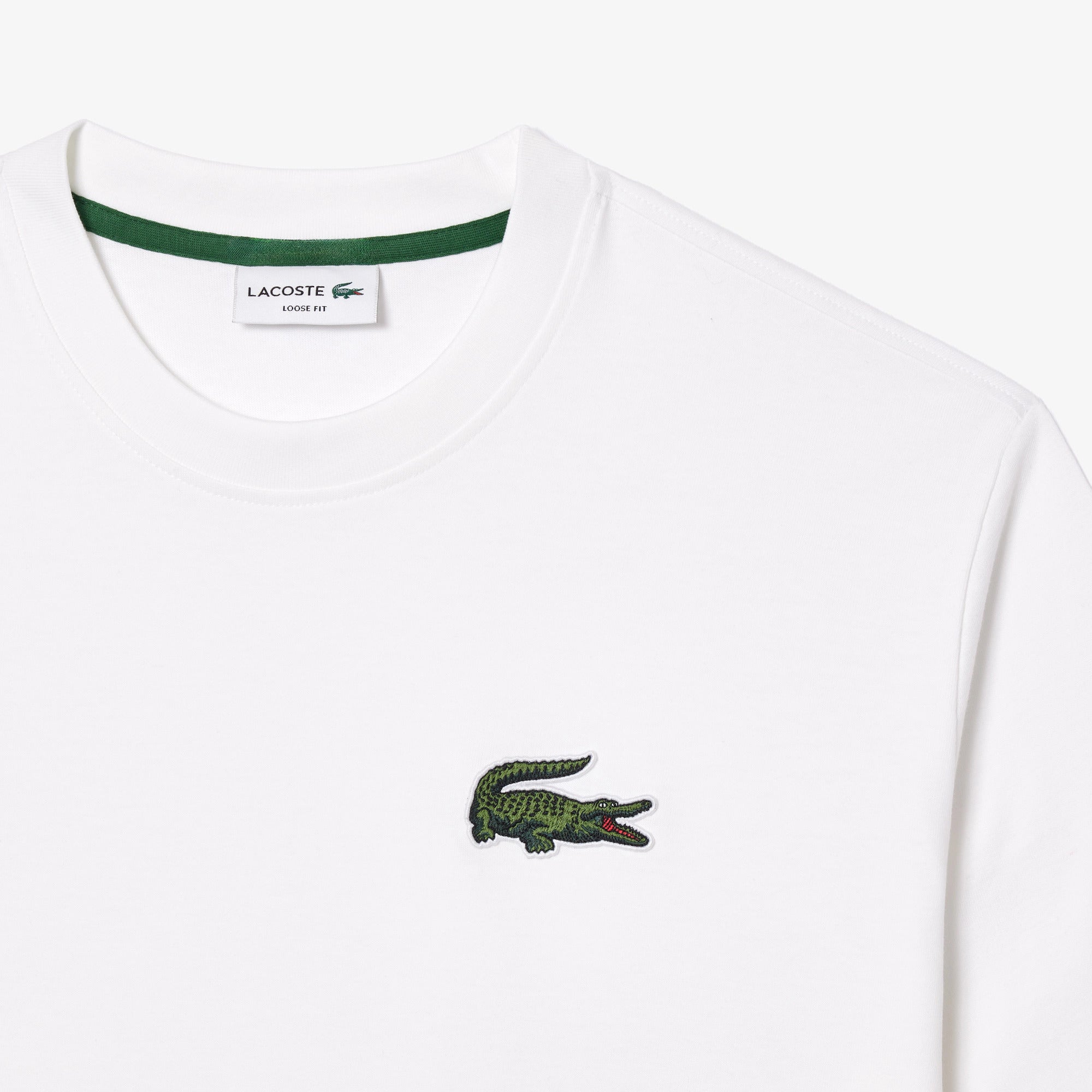 LACOSTE T-Shirt Uomo Maxi Logo-Bianco