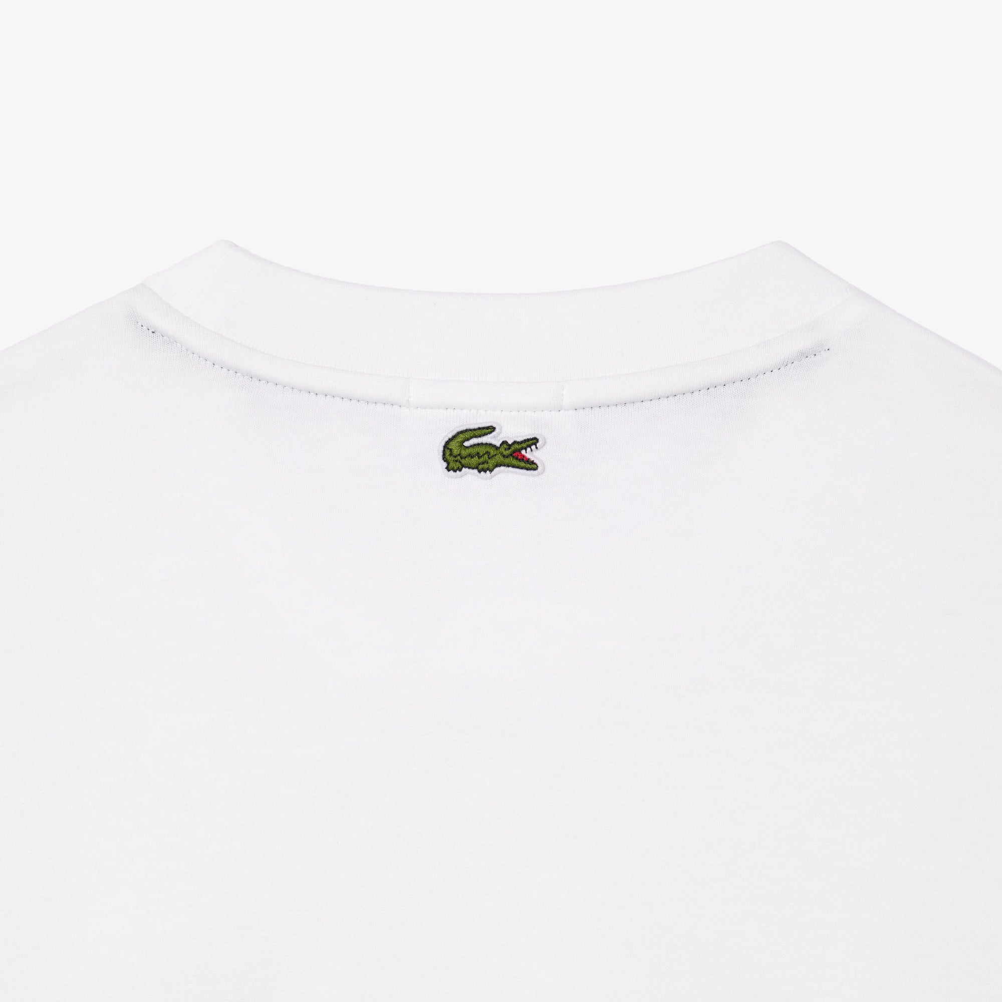 LACOSTE T-Shirt Uomo Maxi Logo-Bianco