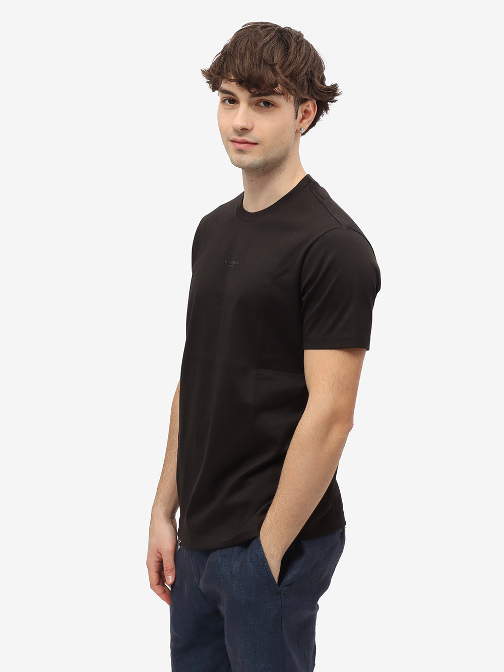 PAUL & SHARK T-Shirt Uomo Cotone Logo Lettering-Nero