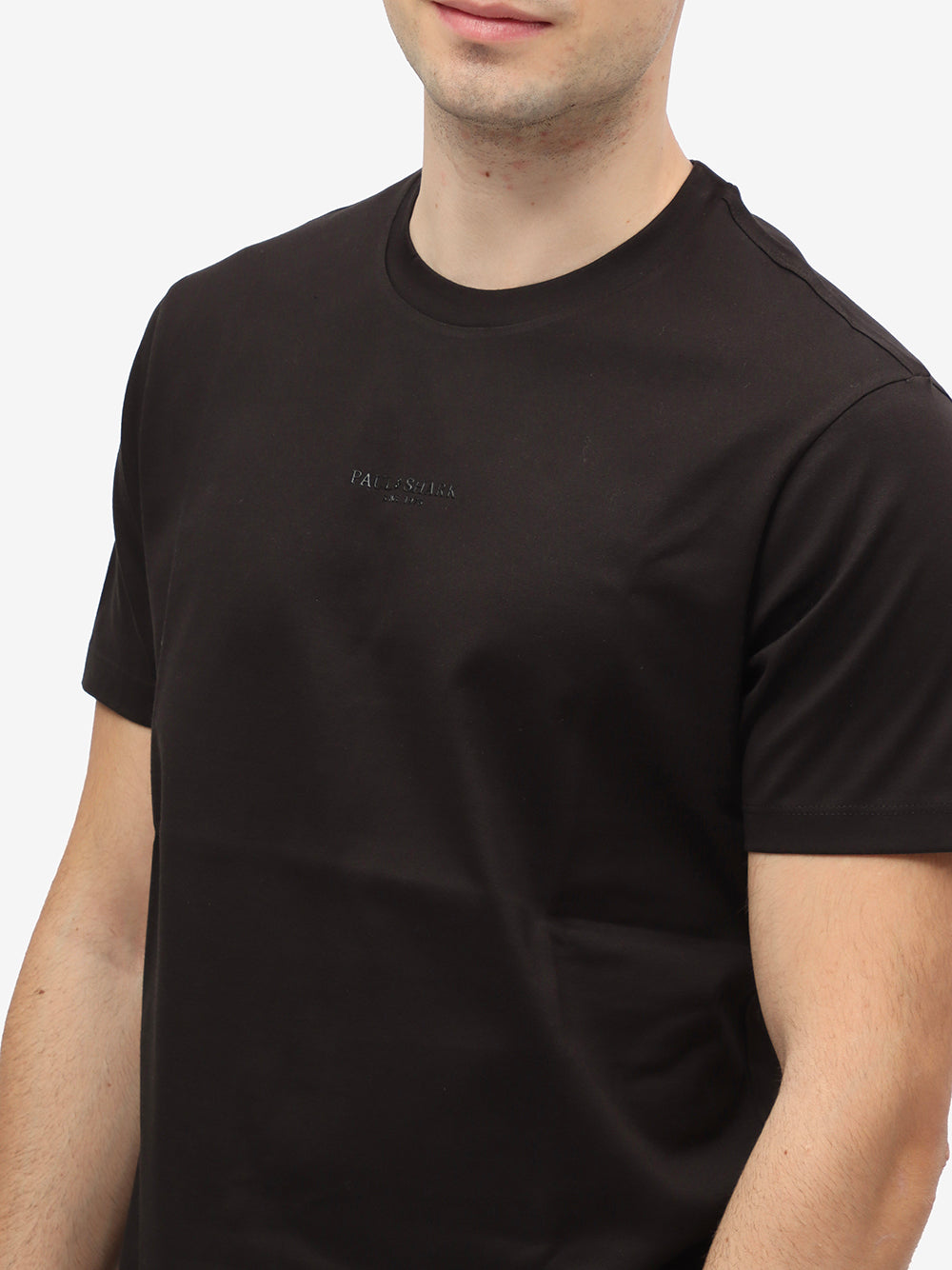 PAUL & SHARK T-Shirt Uomo Cotone Logo Lettering-Nero