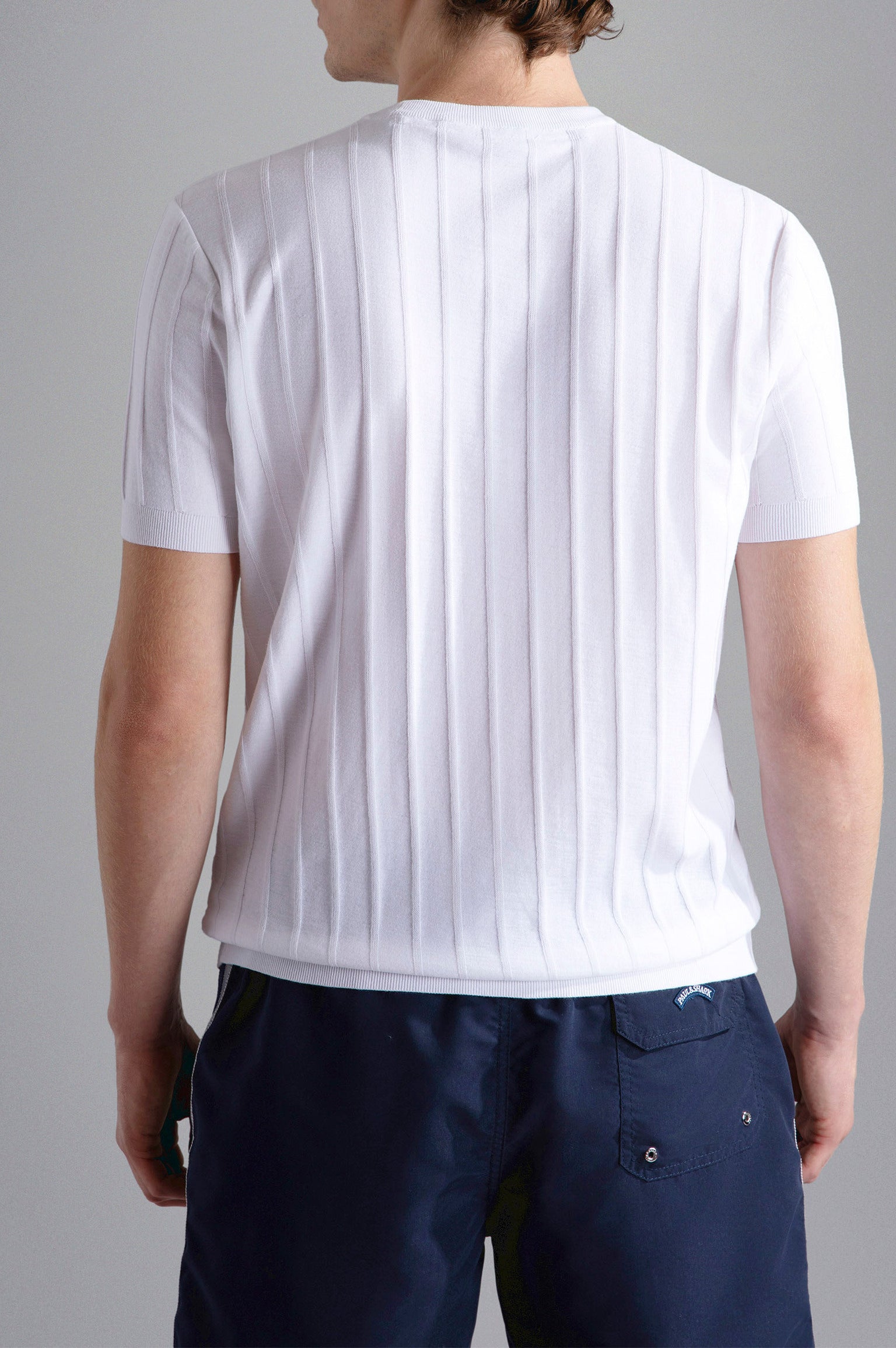 PAUL & SHARK T-Shirt Uomo Girocollo Cotone Righe-Bianco