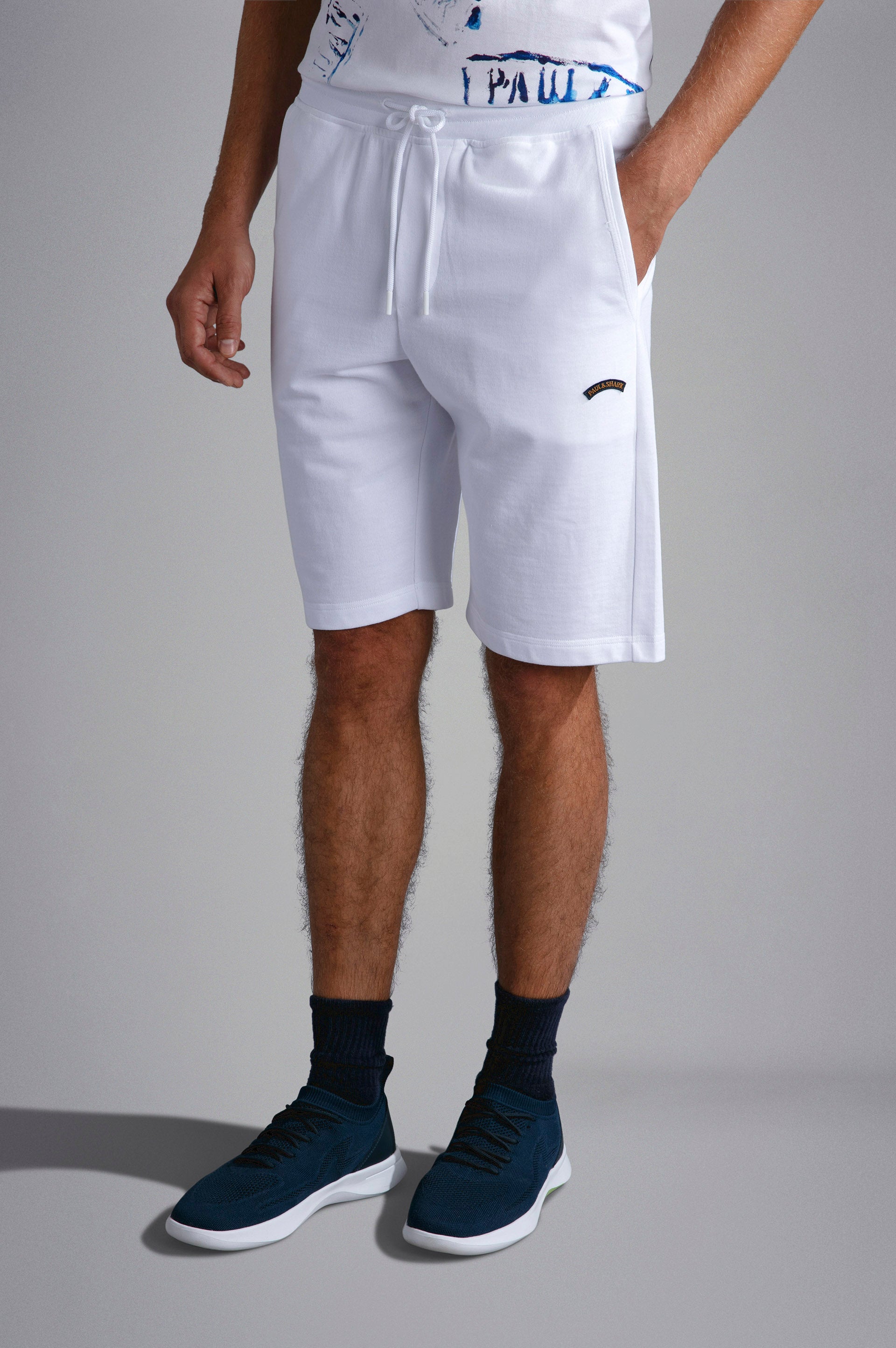 PAUL & SHARK Bermuda Uomo Cotone Badge Logo-Bianco