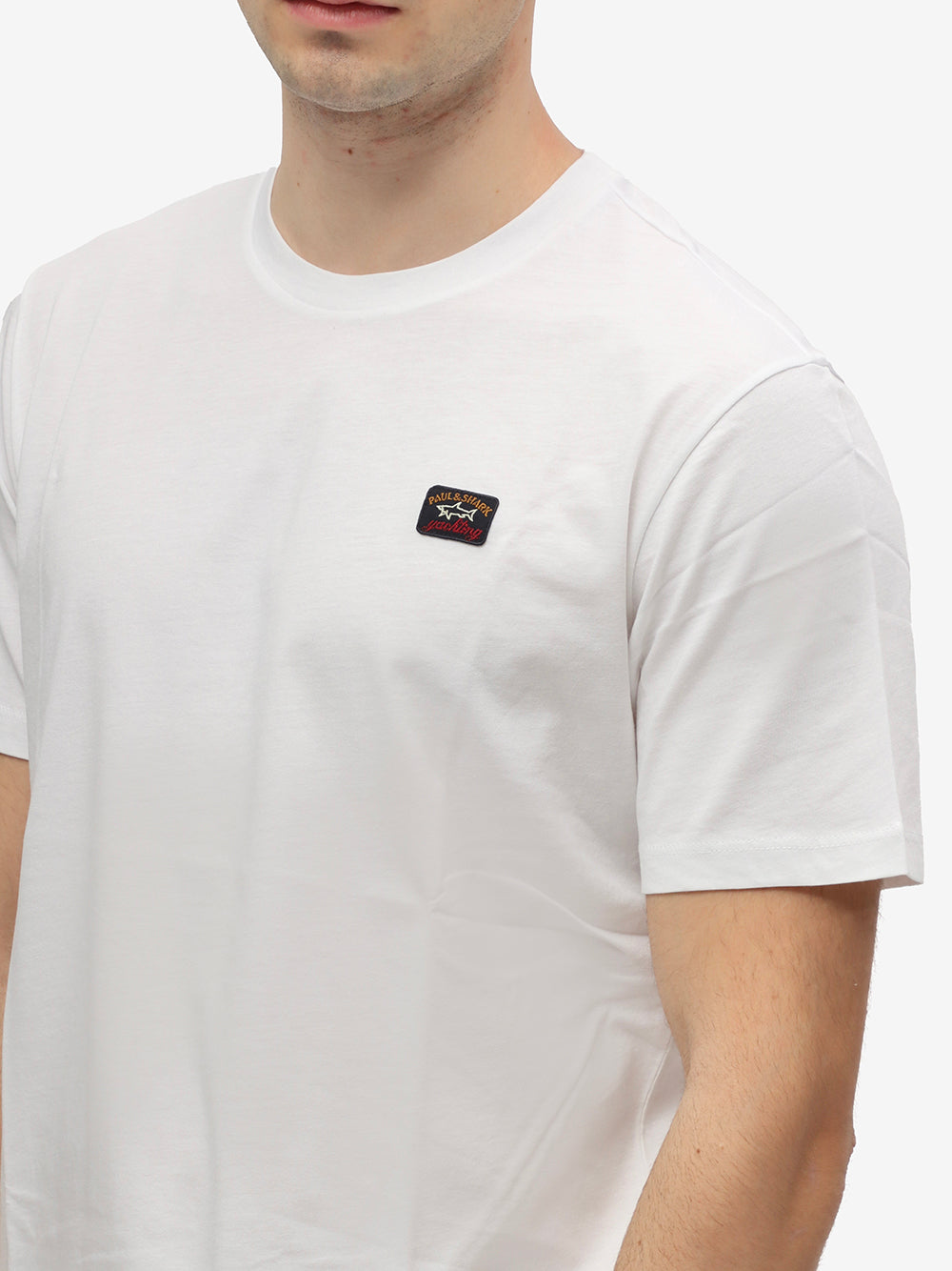 PAUL & SHARK T-Shirt Uomo Cotone Patch Logo-Bianco