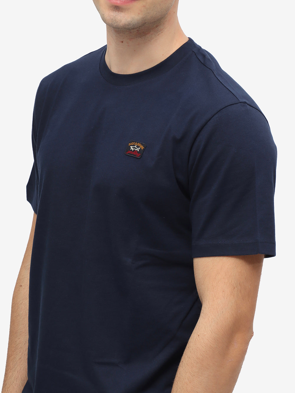 PAUL & SHARK T-Shirt Uomo Cotone Patch Logo-Blu
