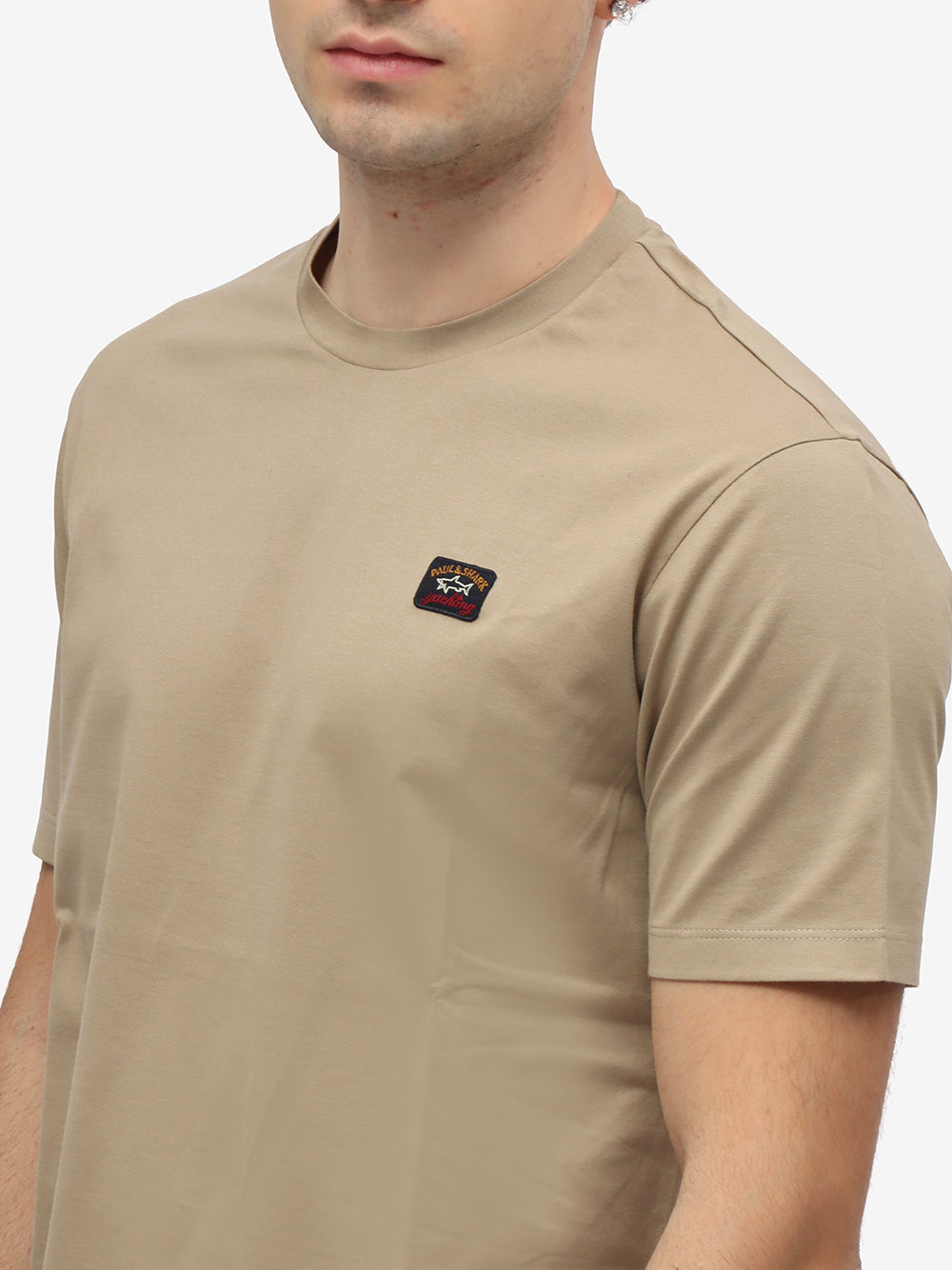 PAUL & SHARK T-Shirt Uomo Cotone Patch Logo-Beige