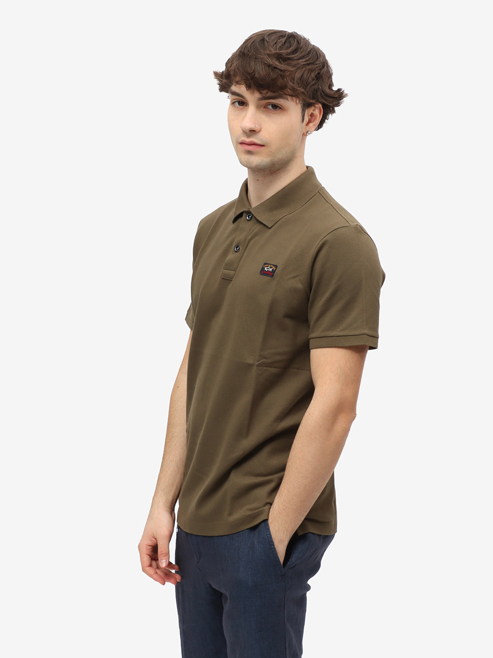 PAUL & SHARK Polo Uomo Piqué Patch Logo-Oliva