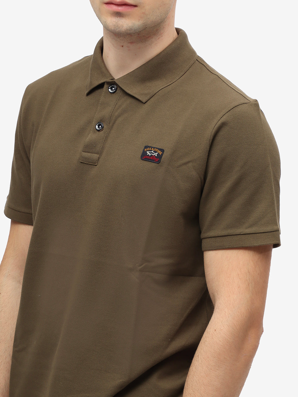 PAUL & SHARK Polo Uomo Piqué Patch Logo-Oliva