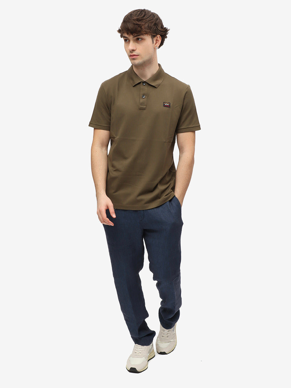 PAUL & SHARK Polo Uomo Piqué Patch Logo-Oliva