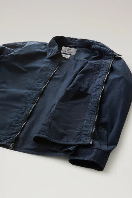 Woolrich Giubbino Uomo Gabardine Overshirt-Melton Blue