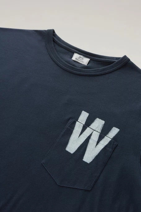 Woolrich T-Shirt Uomo Flag-Melton Blue
