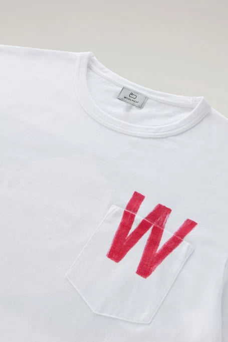 Woolrich T-Shirt Uomo Flag-Bright White