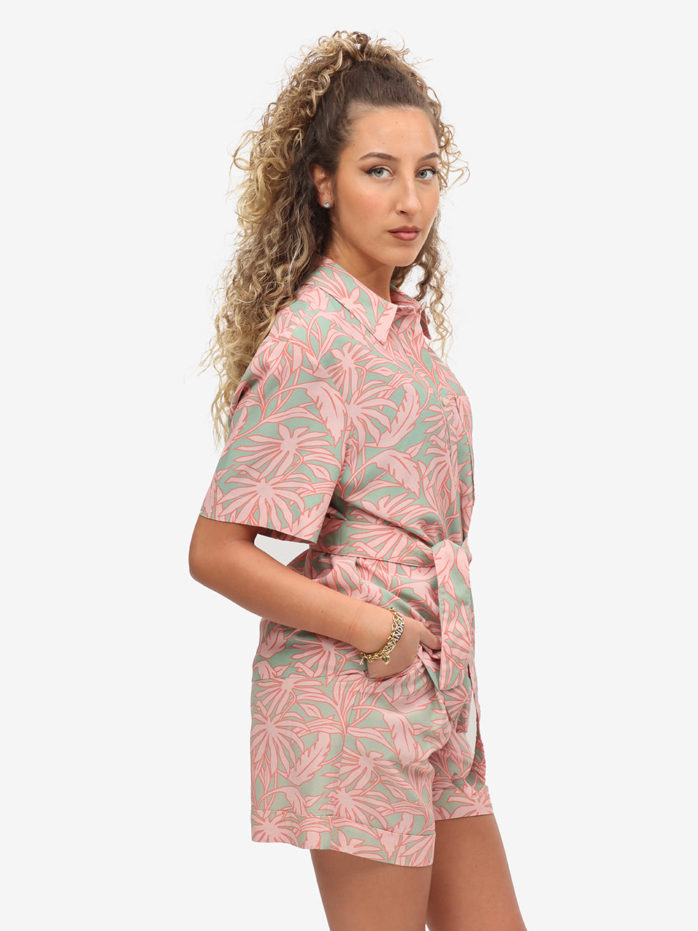 Woolrich Camicia Donna Printed Fluid-Coral Sand Flower
