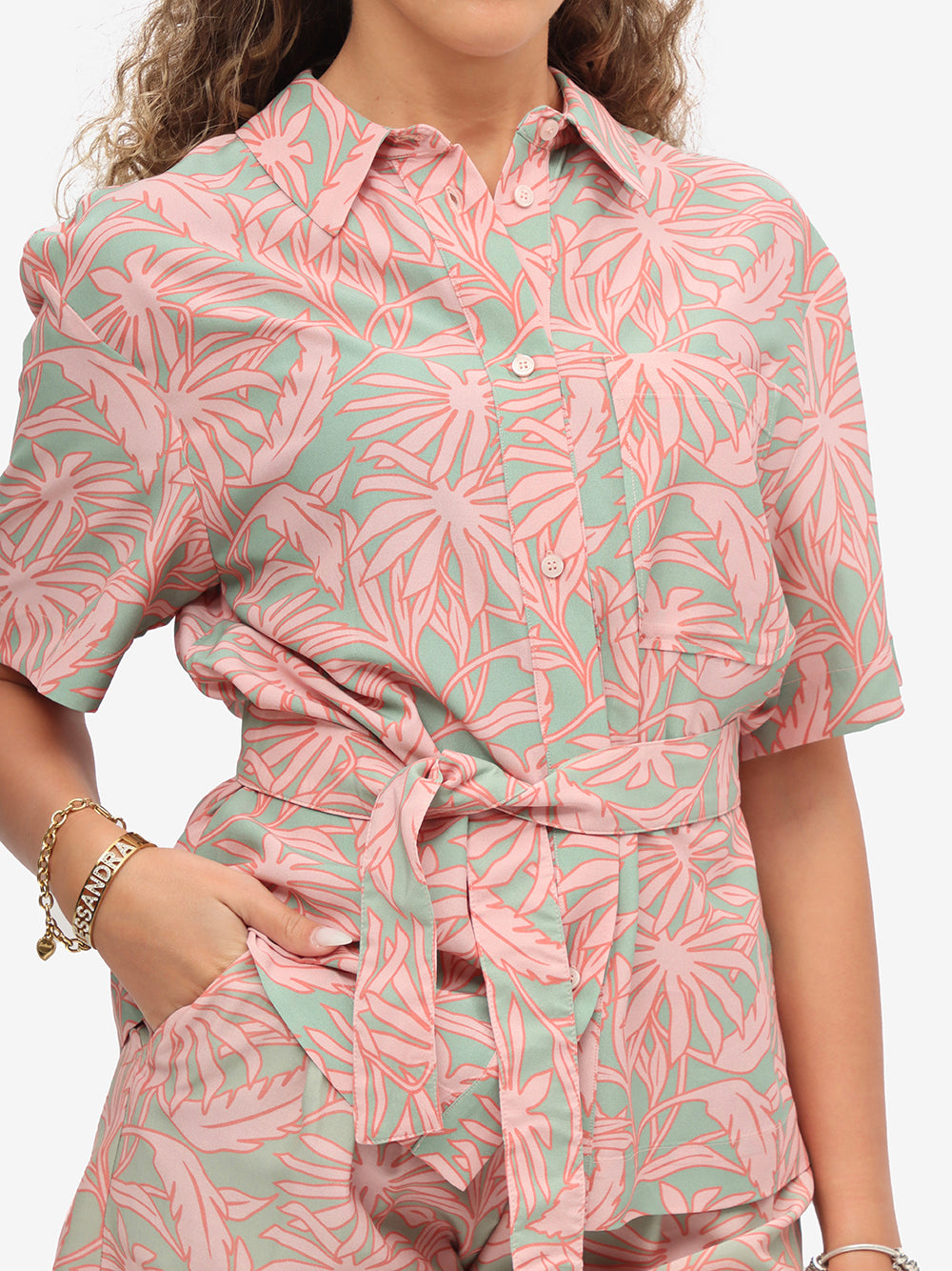 Woolrich Camicia Donna Printed Fluid-Coral Sand Flower