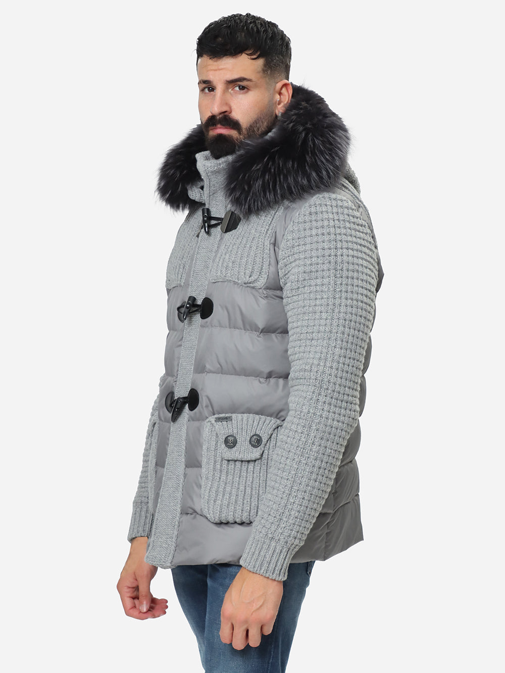 BARK Giubbotto Uomo SHORT DOWN DUFFLE COAT W/MURMASKY-Grigio