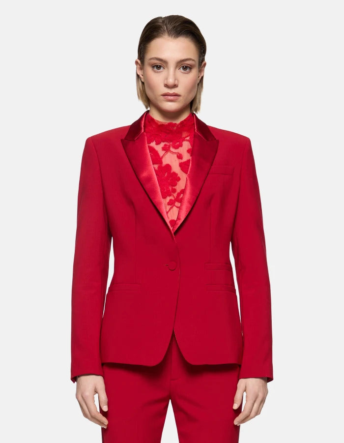 DONDUP Blazer Monopetto Donna Lana-Rosso