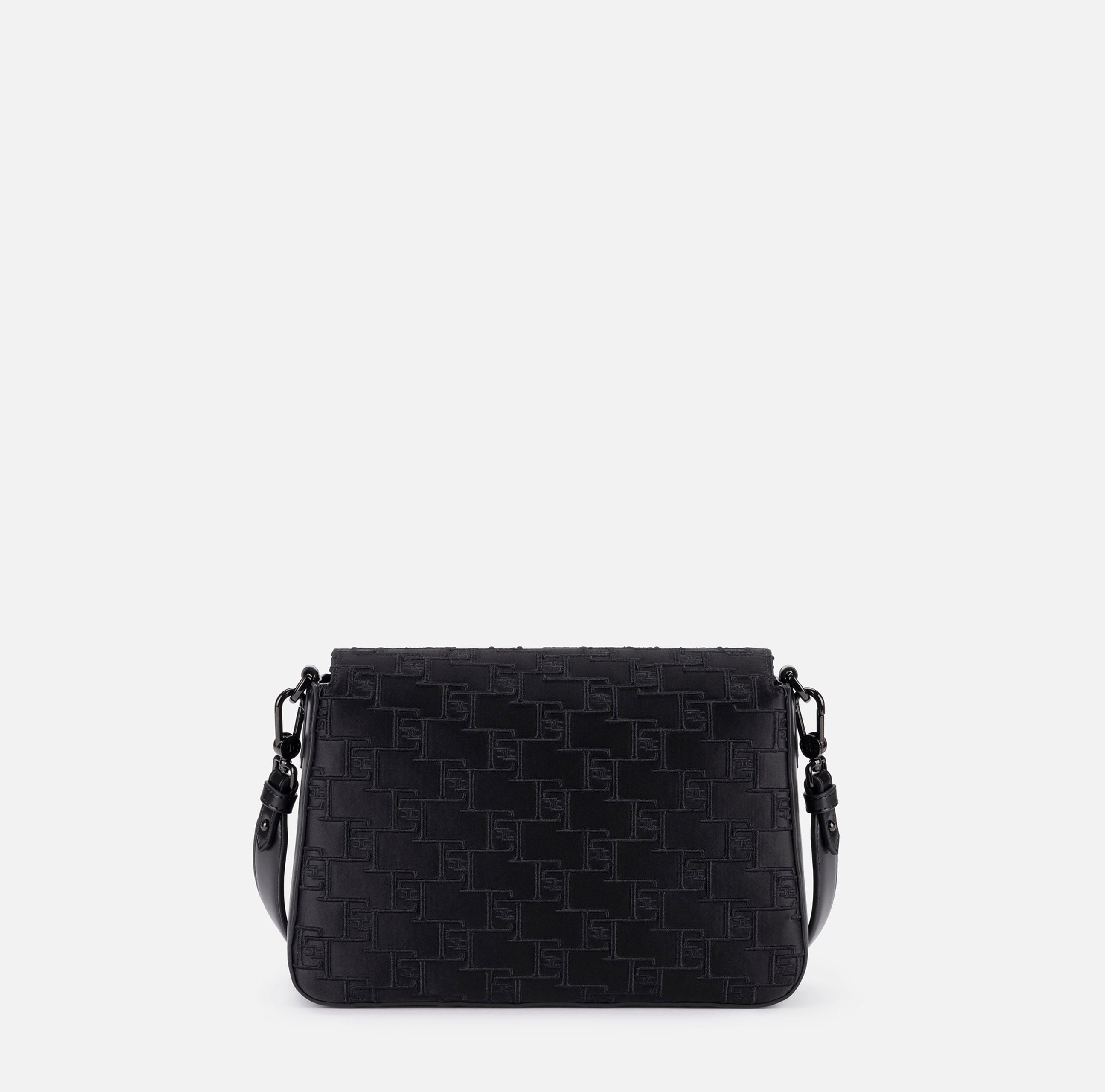 ELISABETTA FRANCHI Borsa Media Logo Embossed-Nero