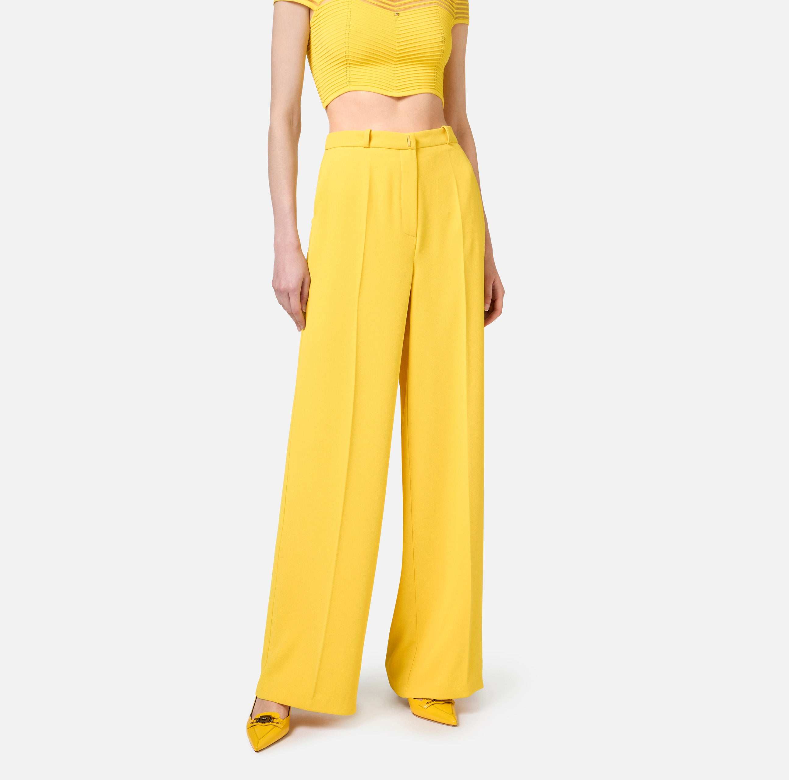 ELISABETTA FRANCHI Pantalone Dritto Placca Logo-Mimosa