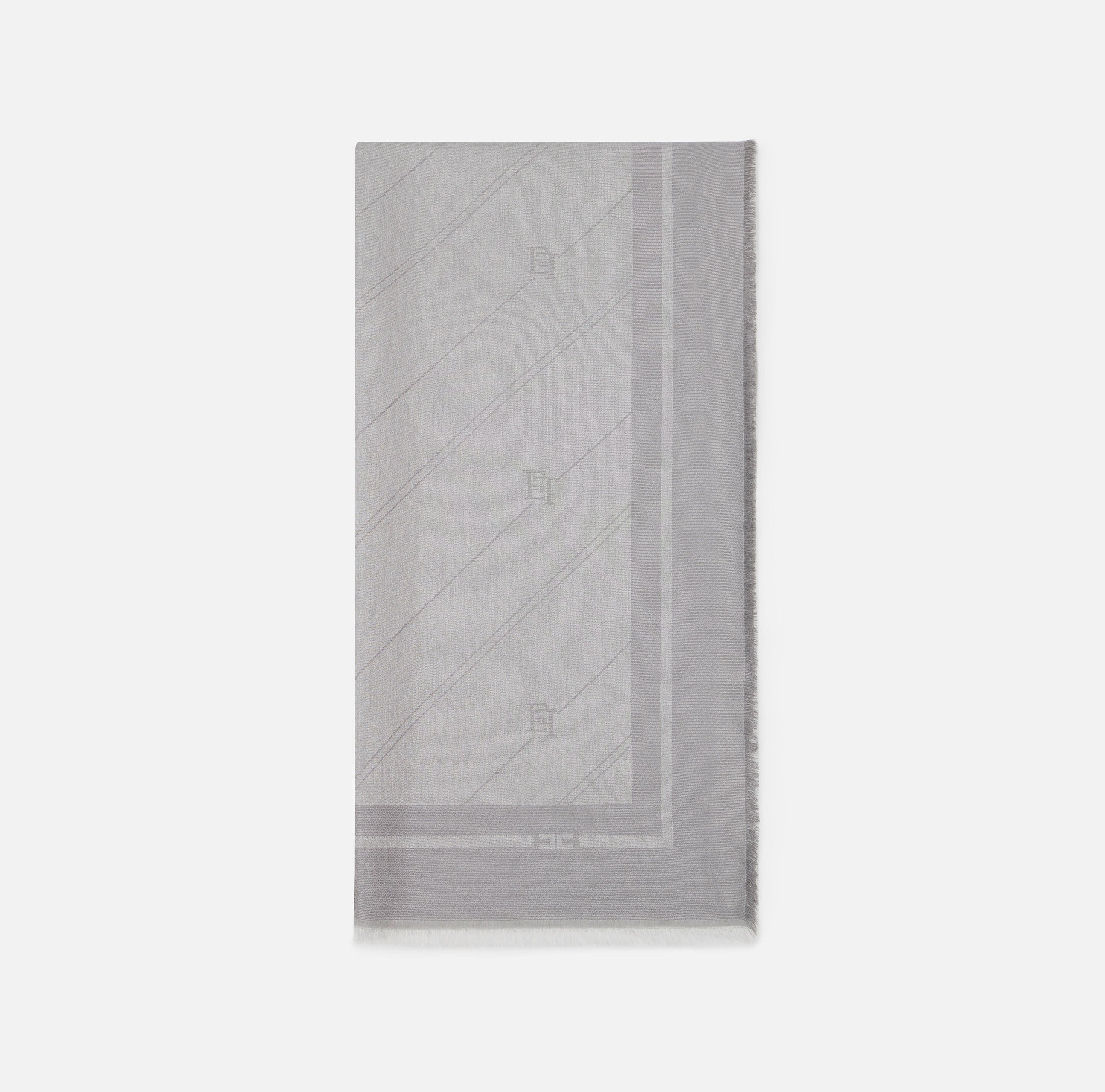 ELISABETTA FRANCHI Pashmina Lurex Logo-Steel