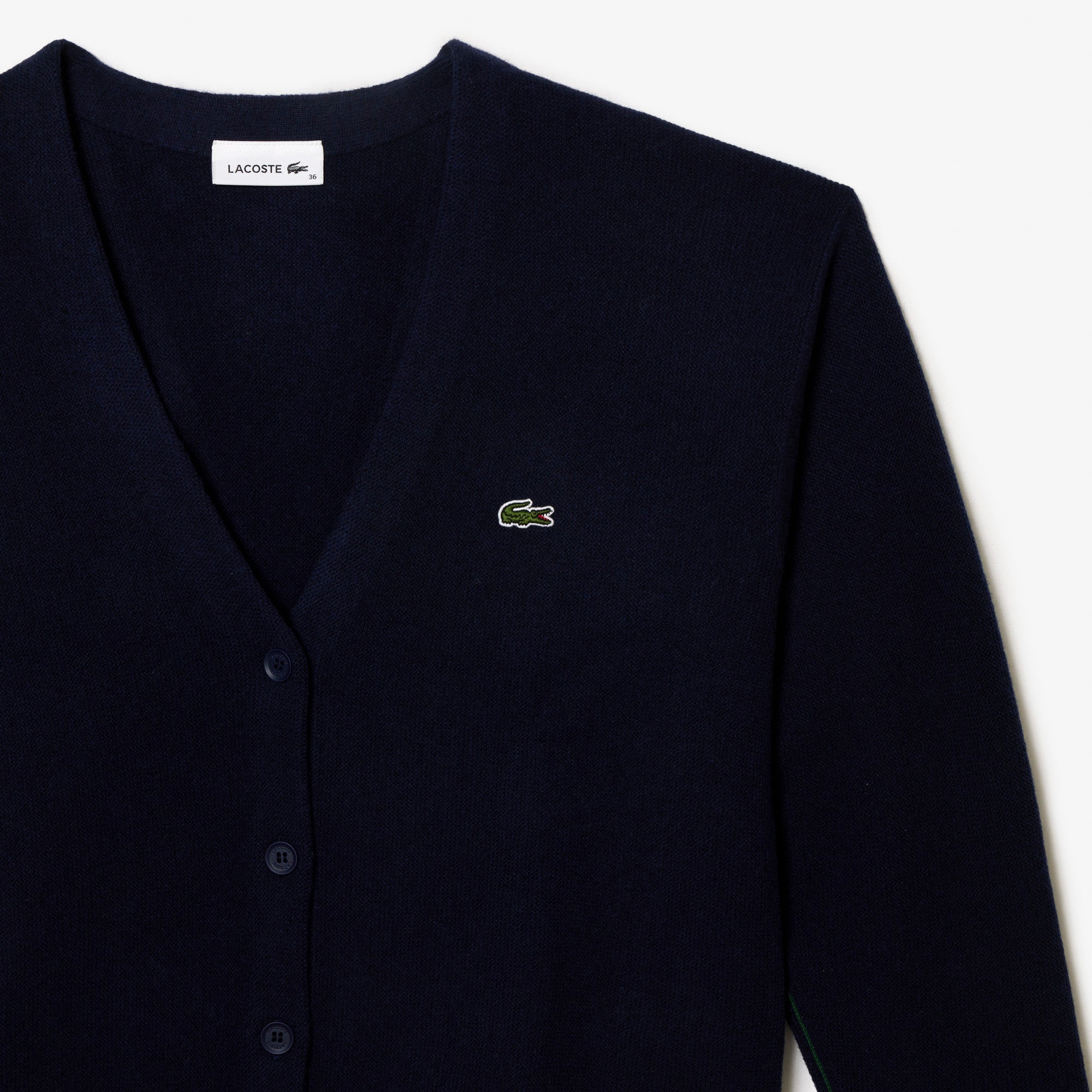 LACOSTE Cardigan Donna Lana-Blu Navy