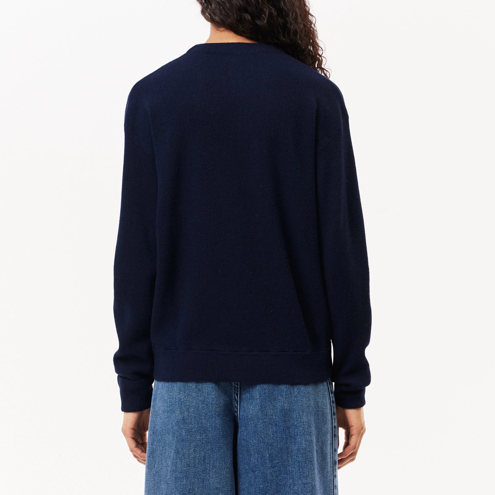 LACOSTE Cardigan Donna Lana-Blu Navy