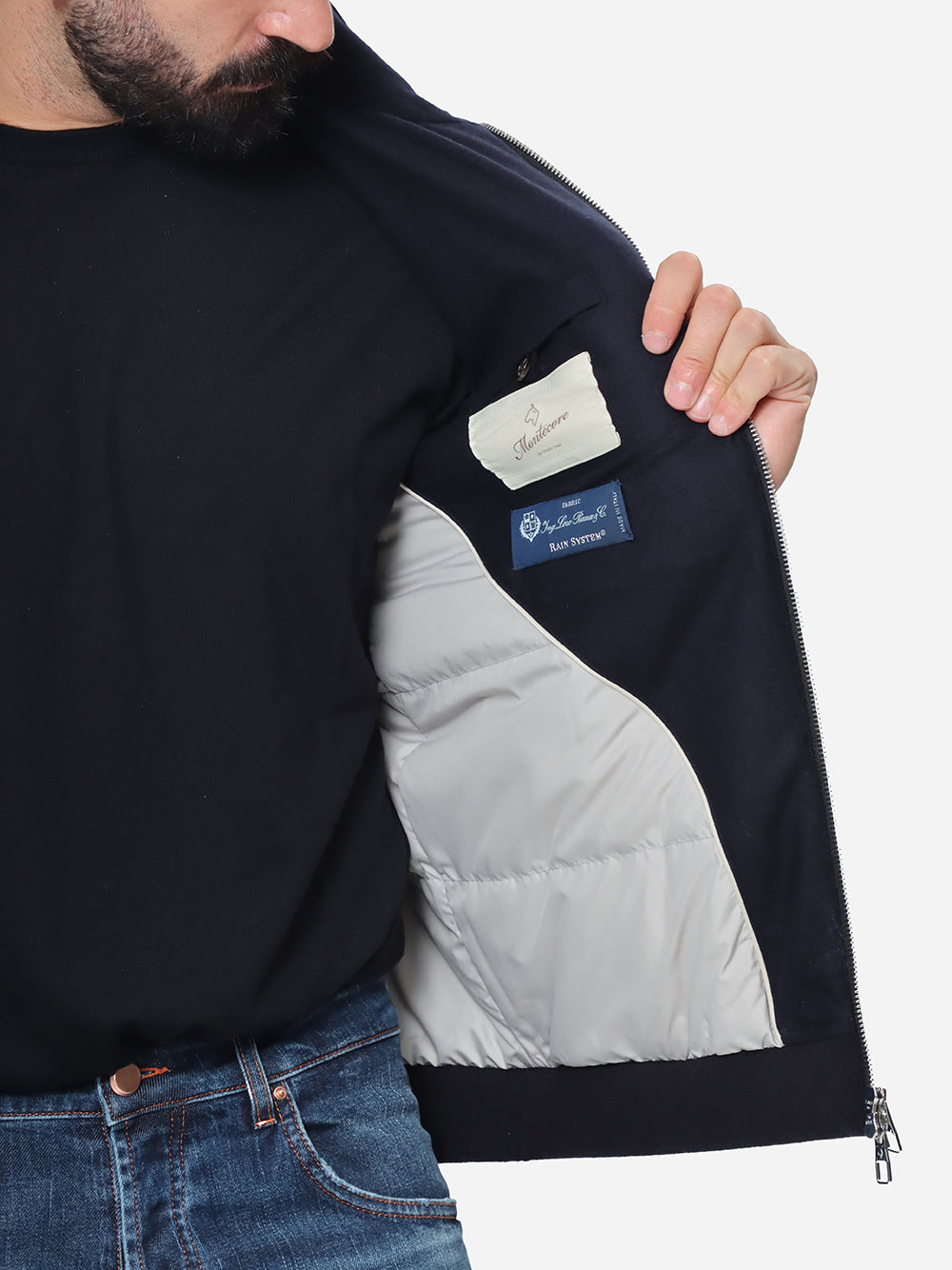 MONTECORE Giubbotto Uomo Imbottito in Piuma-Dark Blue