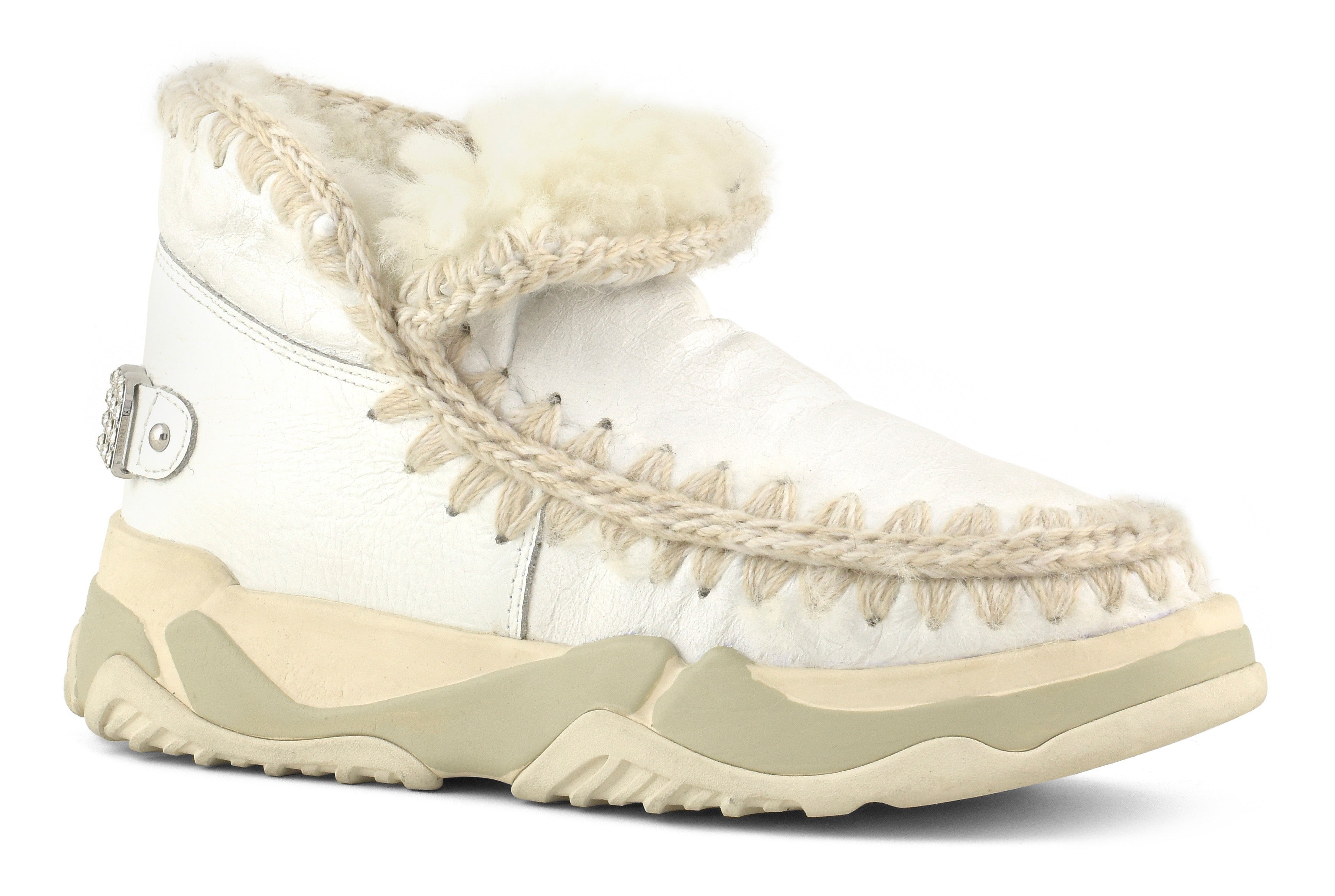 MOU Stivaletto Donna Eskimo Trainer Rhinestone Logo-Waxi White