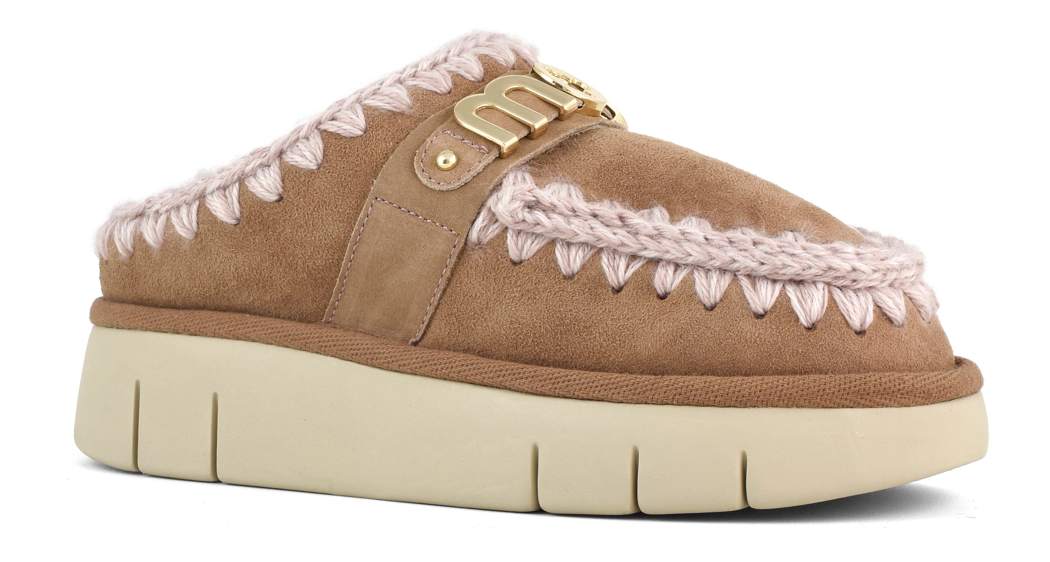 MOU Ciabatta Donna Bounce Clog Metal Logo-Pink Brown