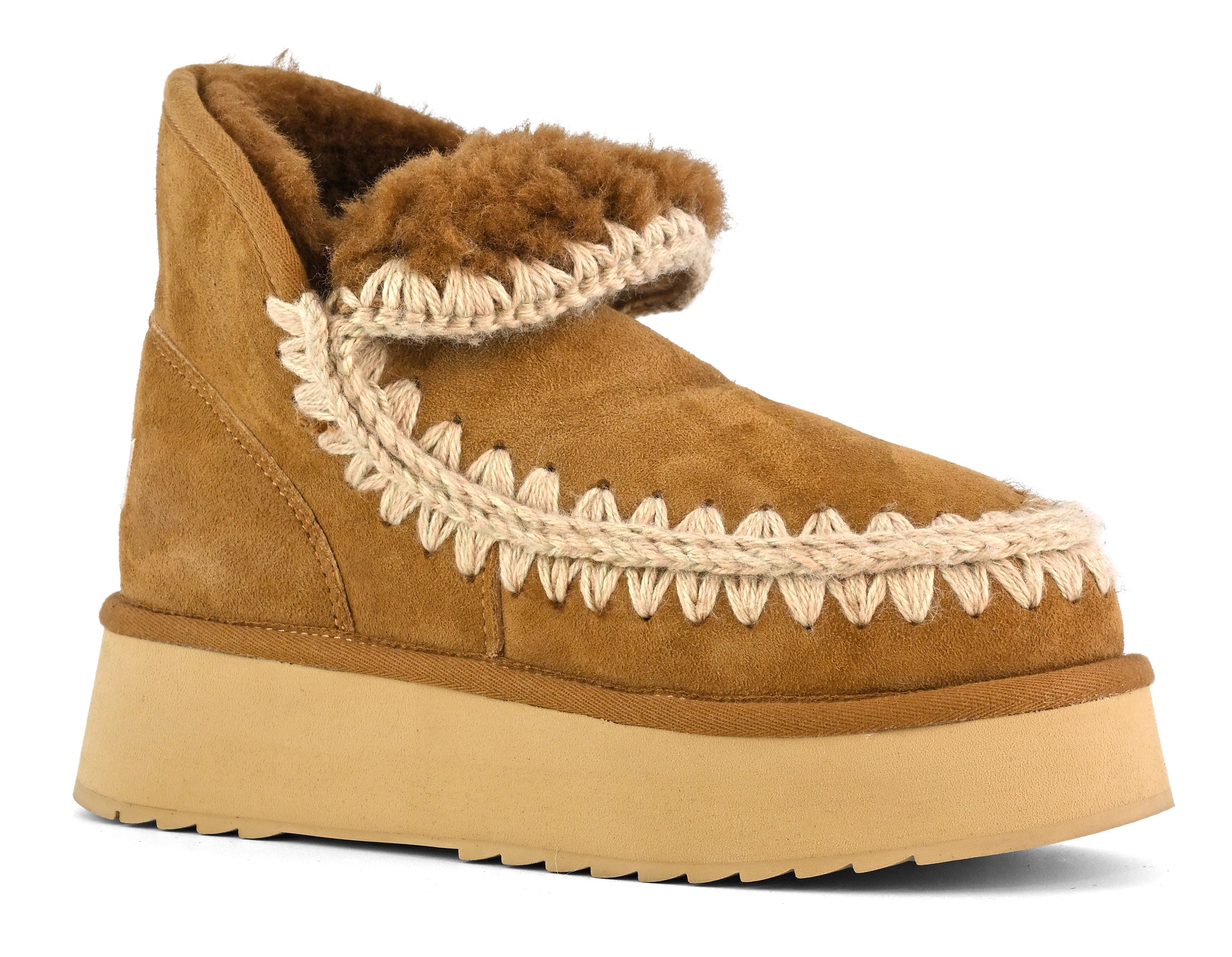 MOU Stivaletto Donna Mini Eskimo Platform Boot-Cognac