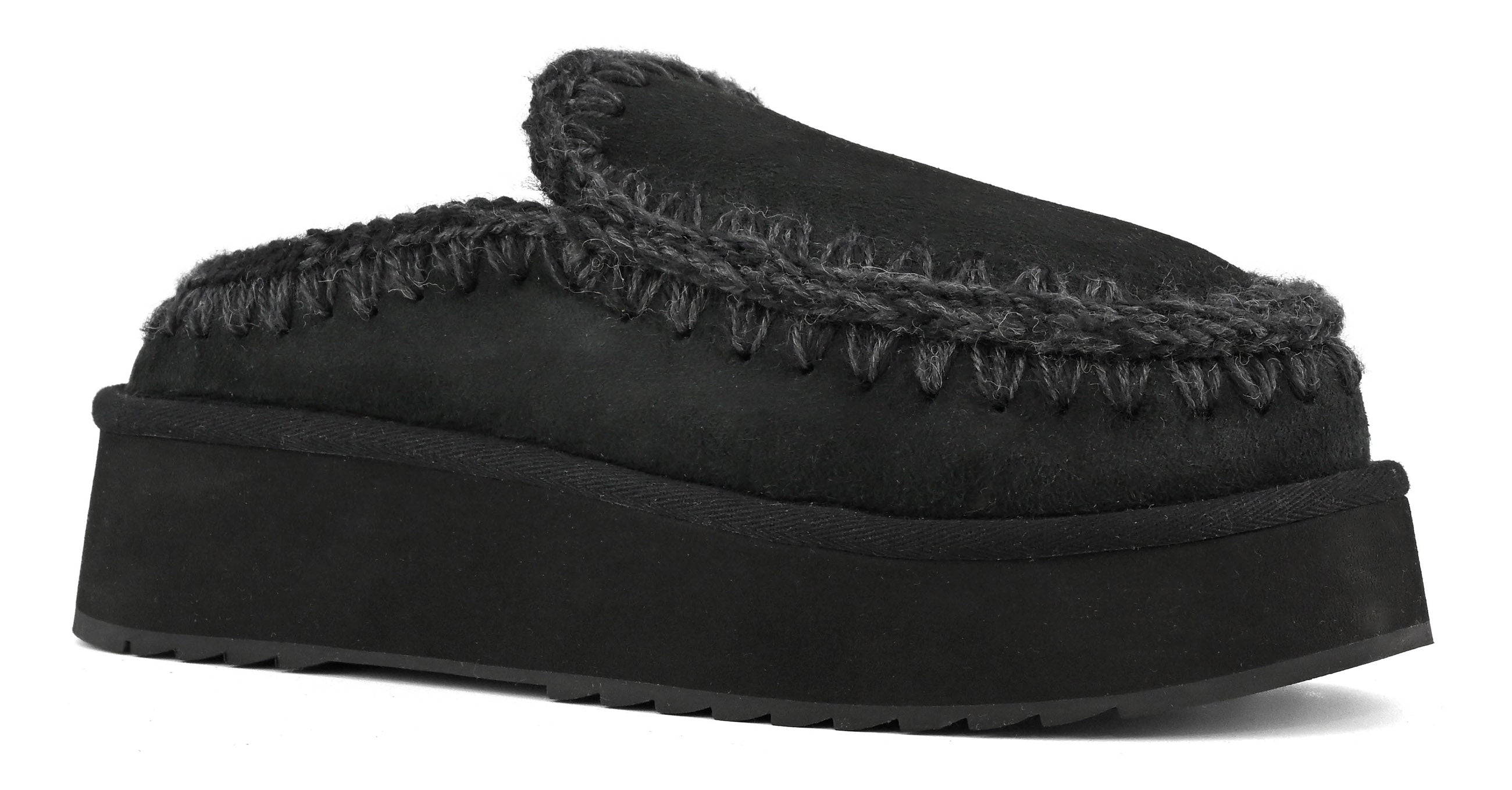 MOU Ciabatta Donna Clog Eskimo Platform-Black
