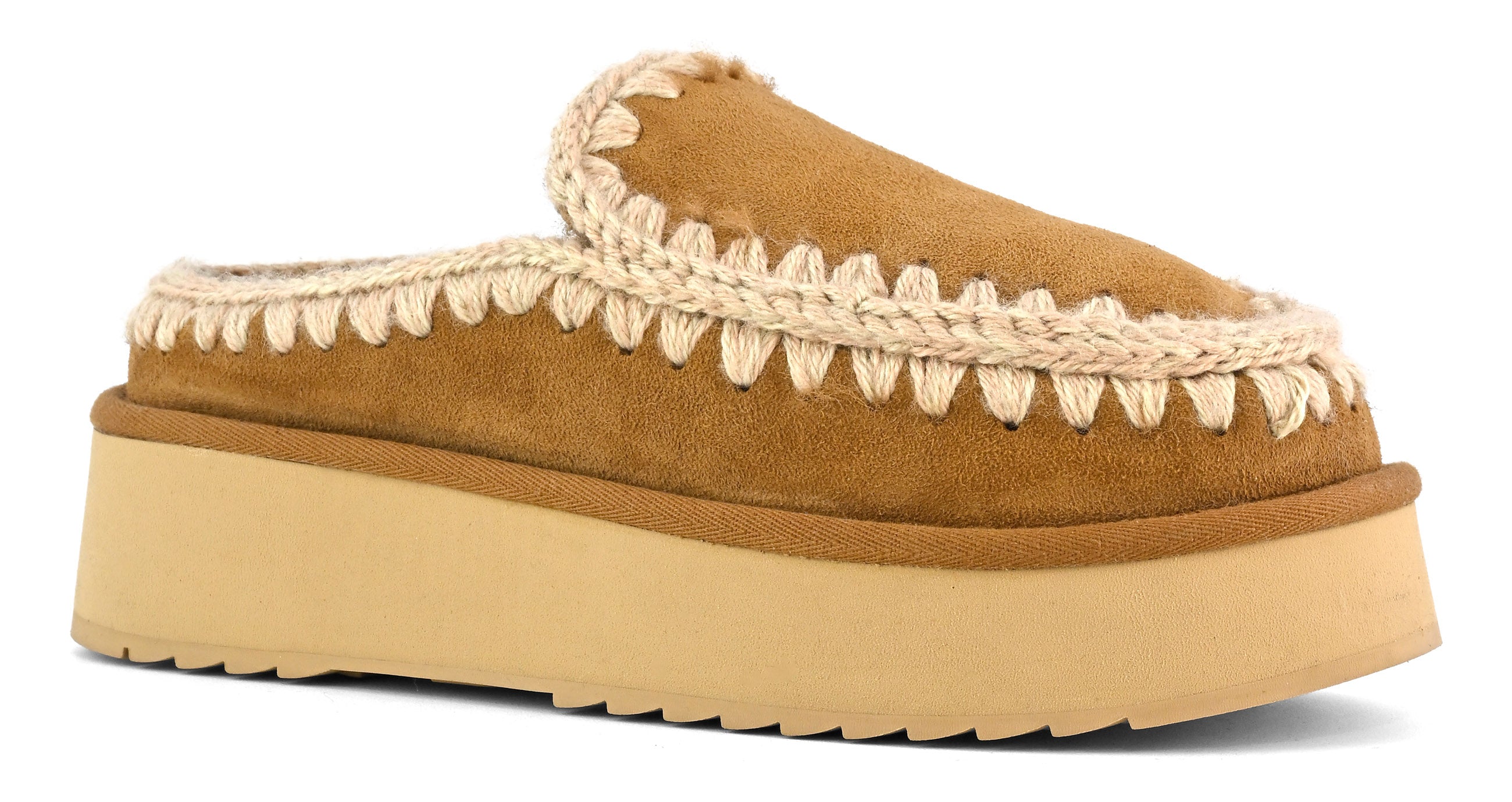 MOU Ciabatta Donna Clog Eskimo Platform-Cognac