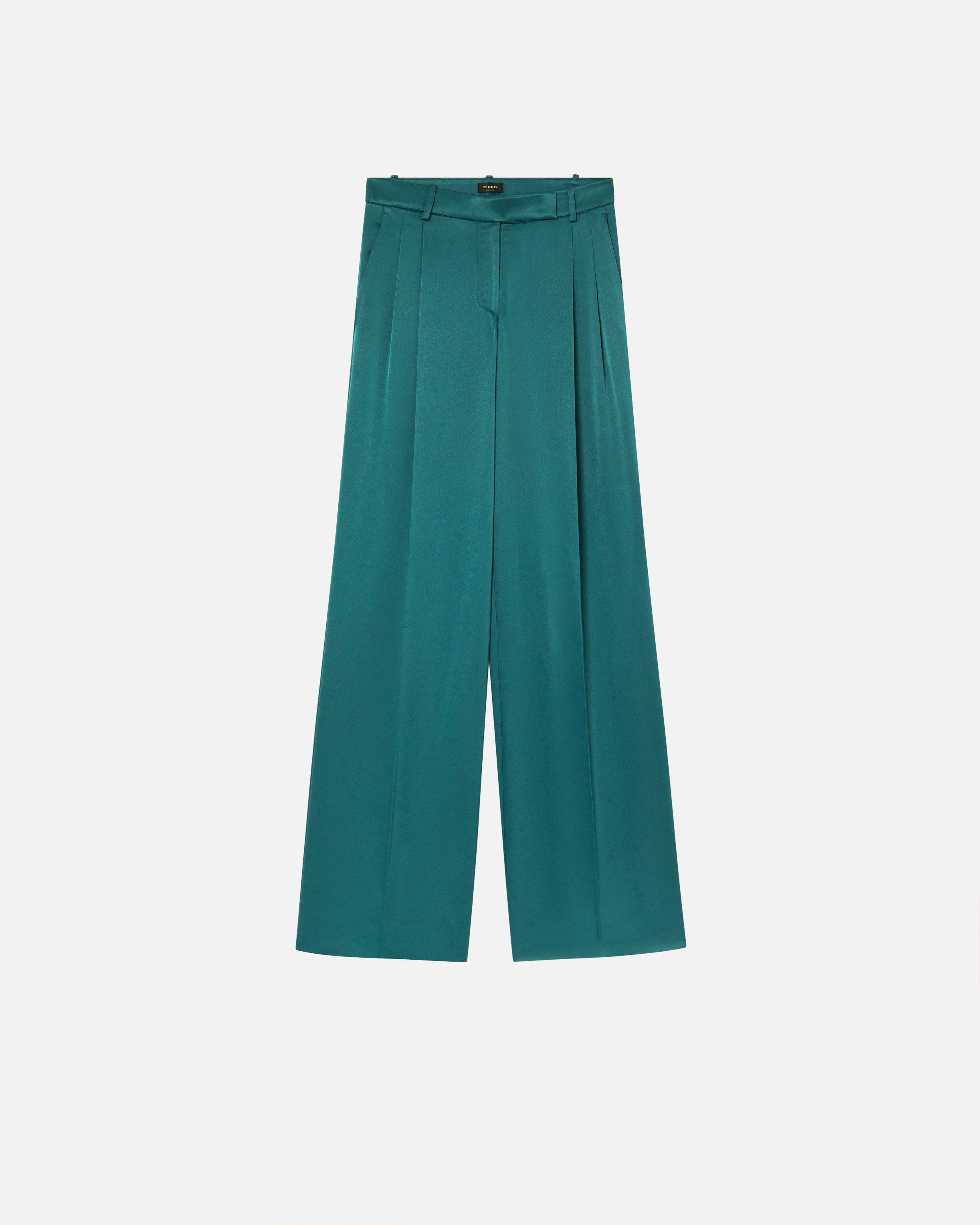 PINKO Pantalone Laon Satin-Verde Bottiglia