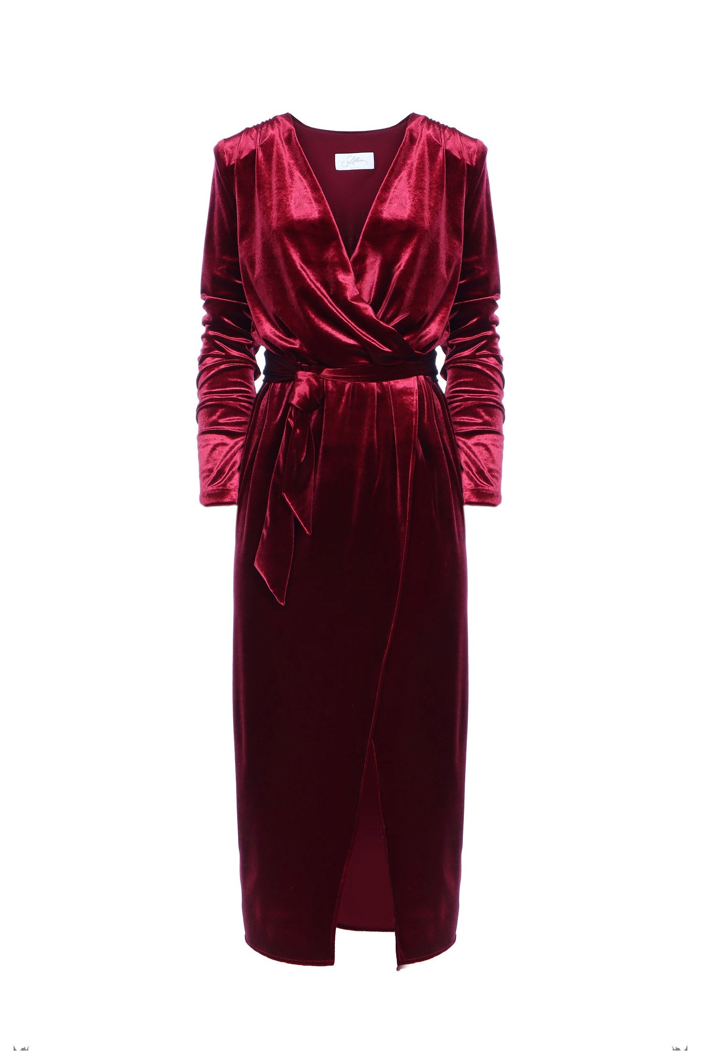 SO ALLURE Abito Midi Donna Incrocio Velluto-Burgundy
