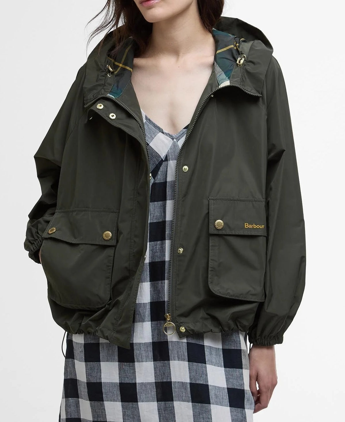 BARBOUR Giubbino Donna Mae Antipioggia-Olive Ancient Tartan