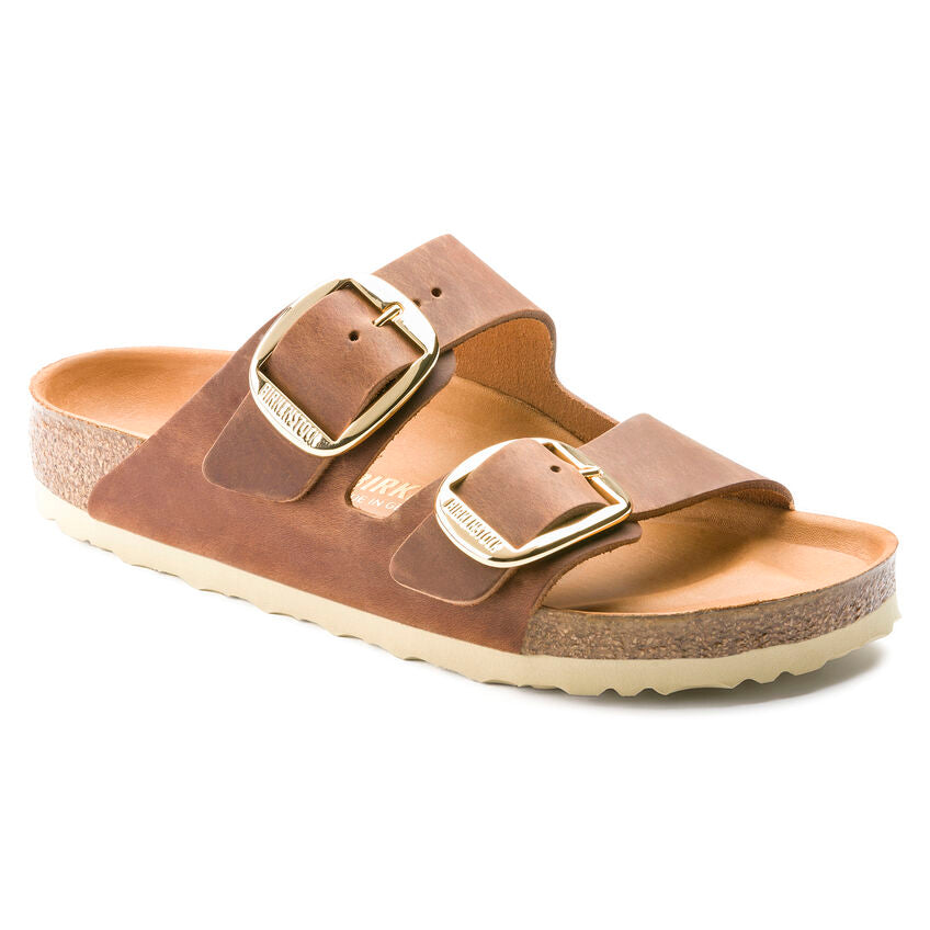 BIRKENSTOCK Ciabatta Donna Arizona Big Buckle Oiled Leather-Cognac