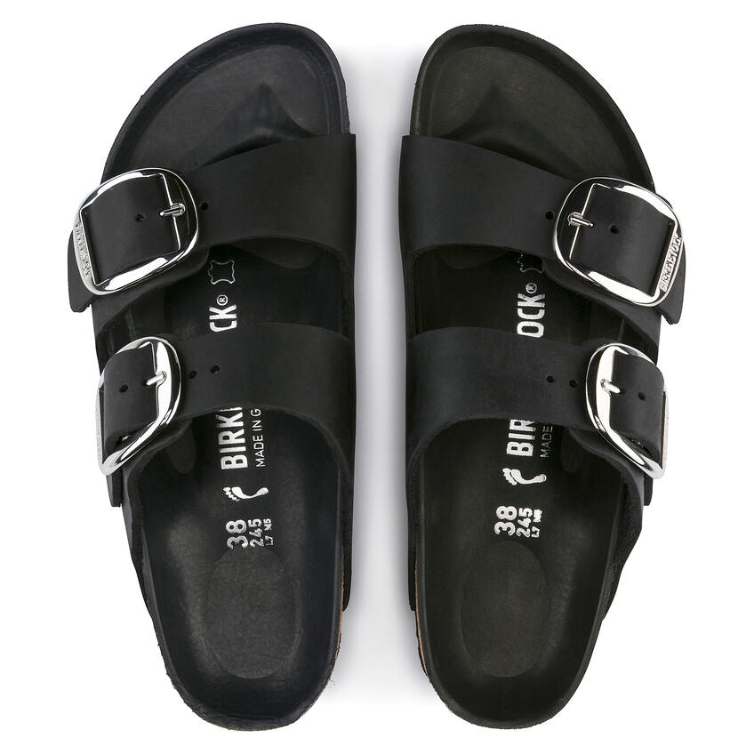 BIRKENSTOCK Ciabatta Donna Arizona Big Buckle Oiled Leather-Black