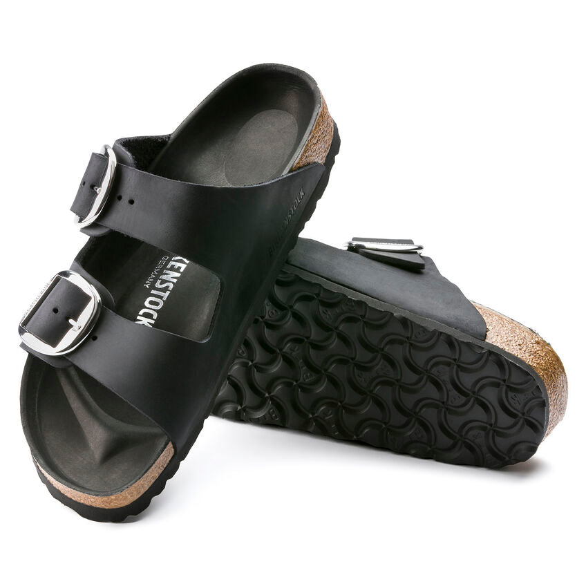 BIRKENSTOCK Ciabatta Donna Arizona Big Buckle Oiled Leather-Black