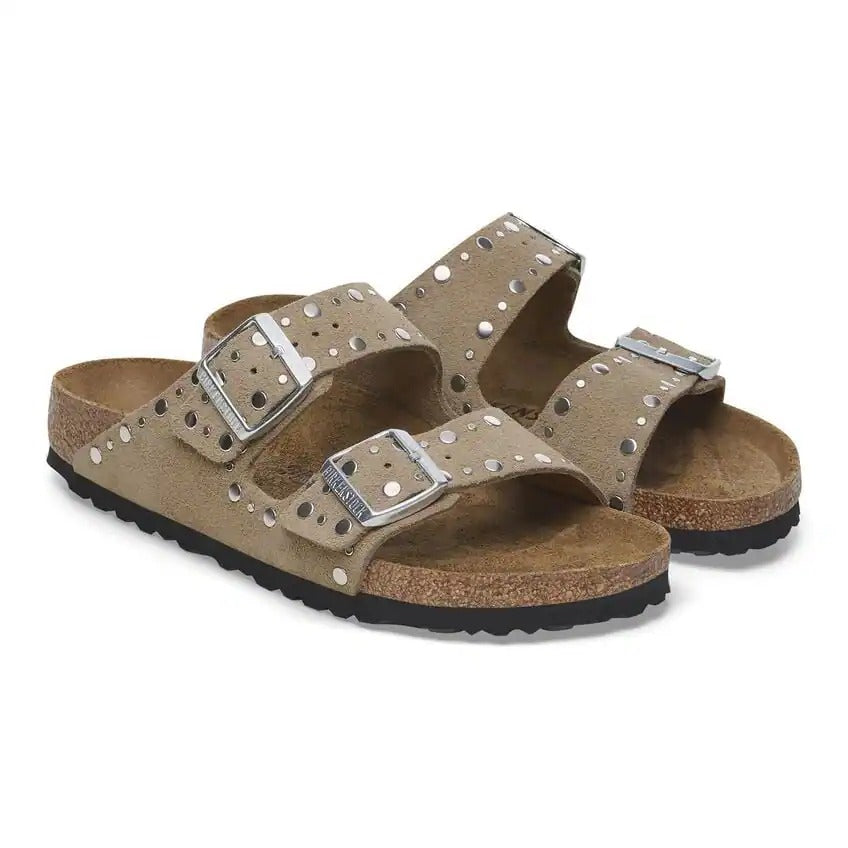 BIRKENSTOCK Ciabatta Donna Arizona Rivet Suede-Taupe
