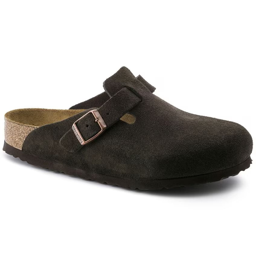 BIRKENSTOCK Ciabatta Donna Boston Soft Footbed Suede-Mocha