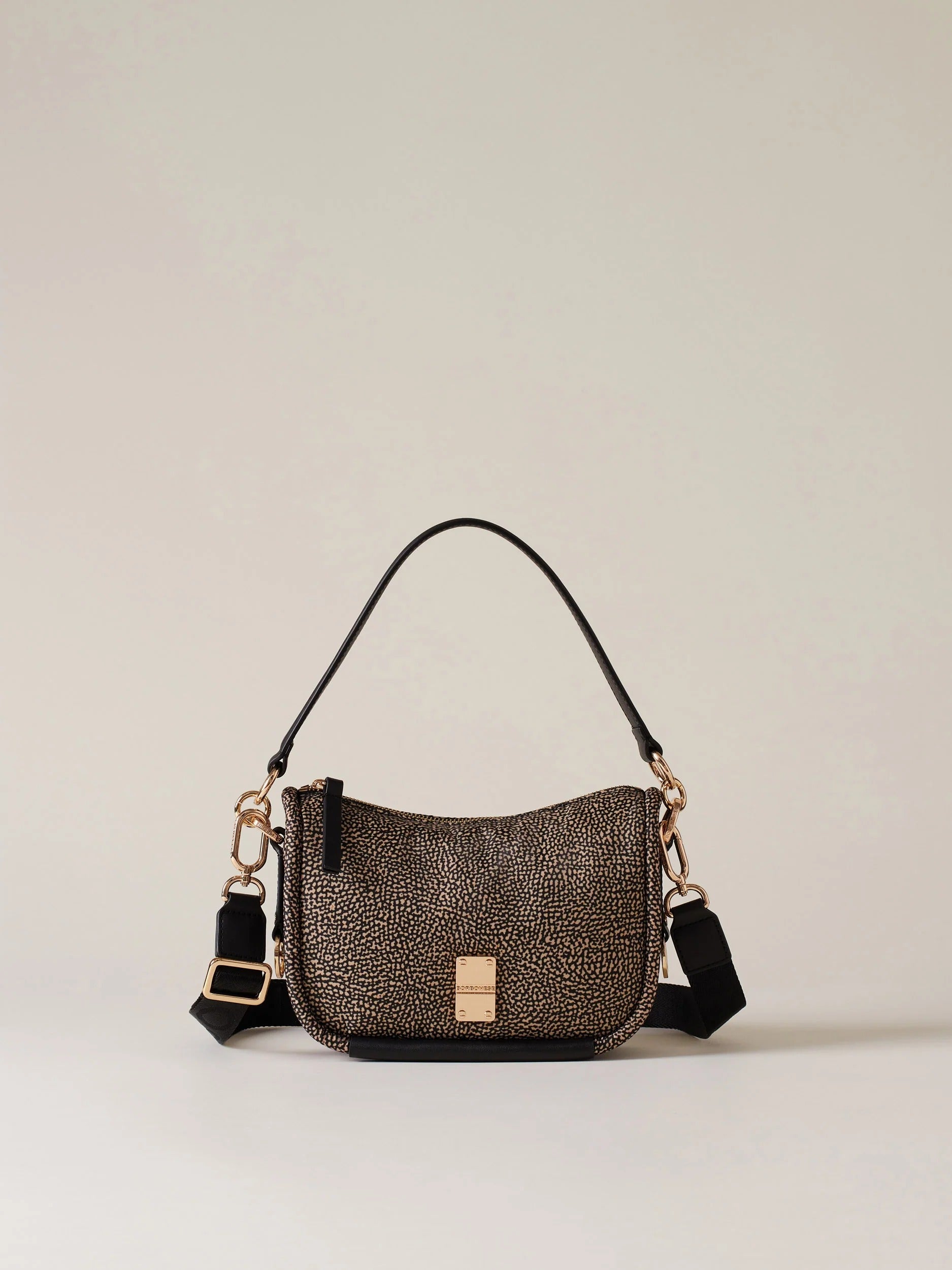 BORBONESE BORSA CAHIER HOBO SMALL-Naturale Nero