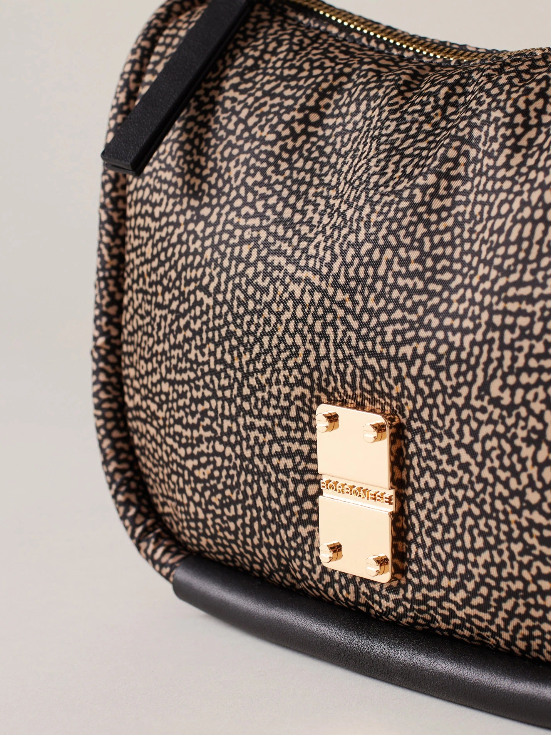 BORBONESE BORSA CAHIER HOBO SMALL-Naturale Nero