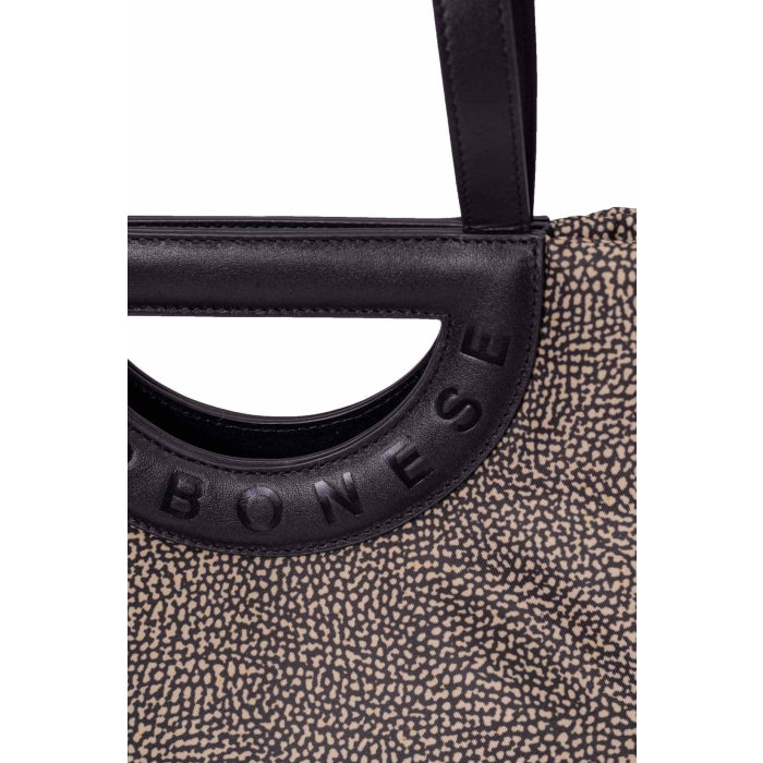 BORBONESE Borsa Bouche Shopper Medium-Naturale Nero